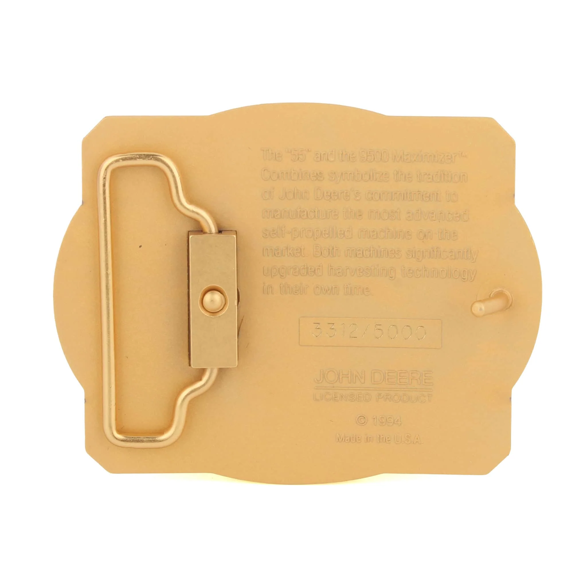 John Deere 55 & 9500 Combines "The Tradition Continues" 1994 Gold Plated Belt Buckle - Image 2