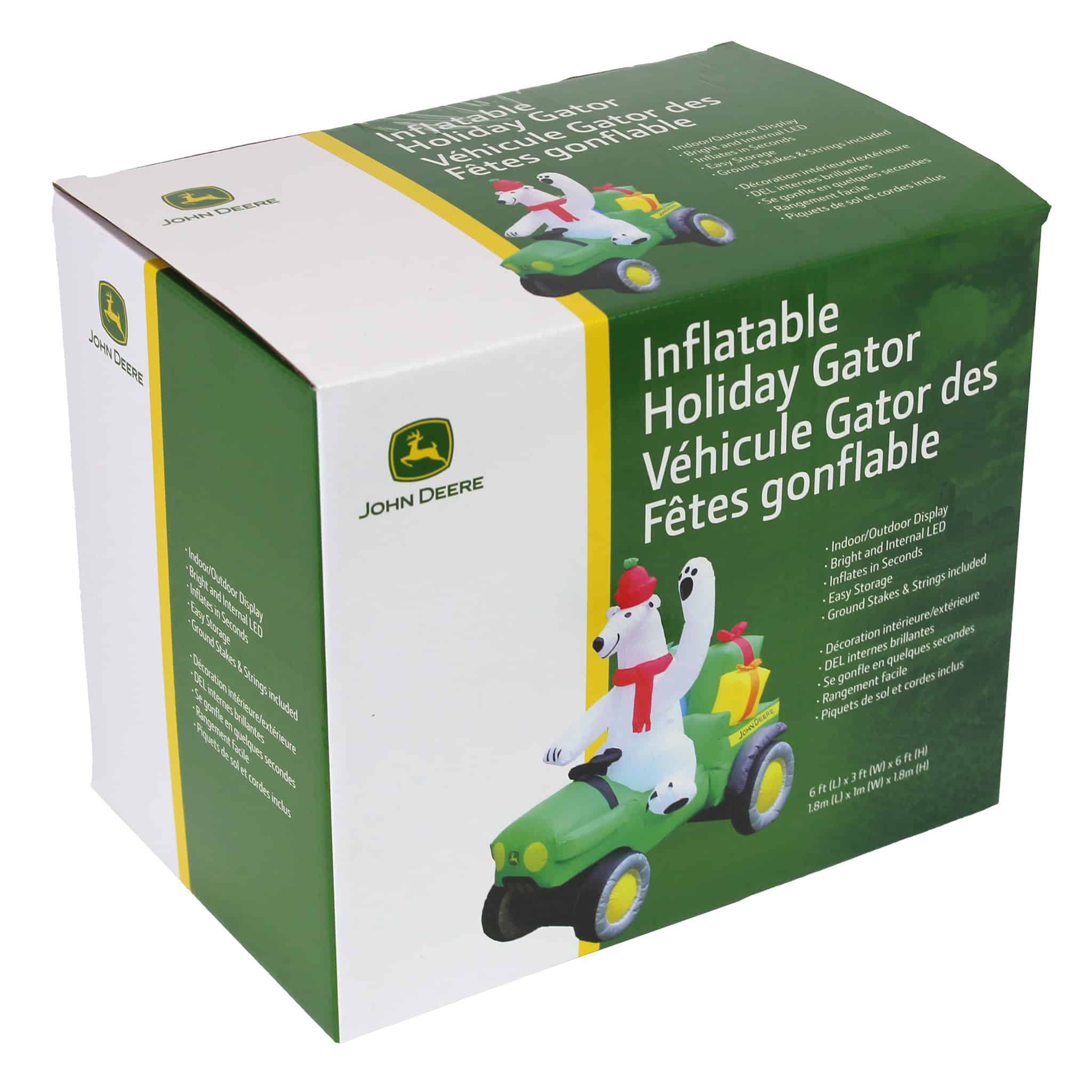 John Deere 6 Foot Inflatable Christmas Gator with Polar Bear - Image 3