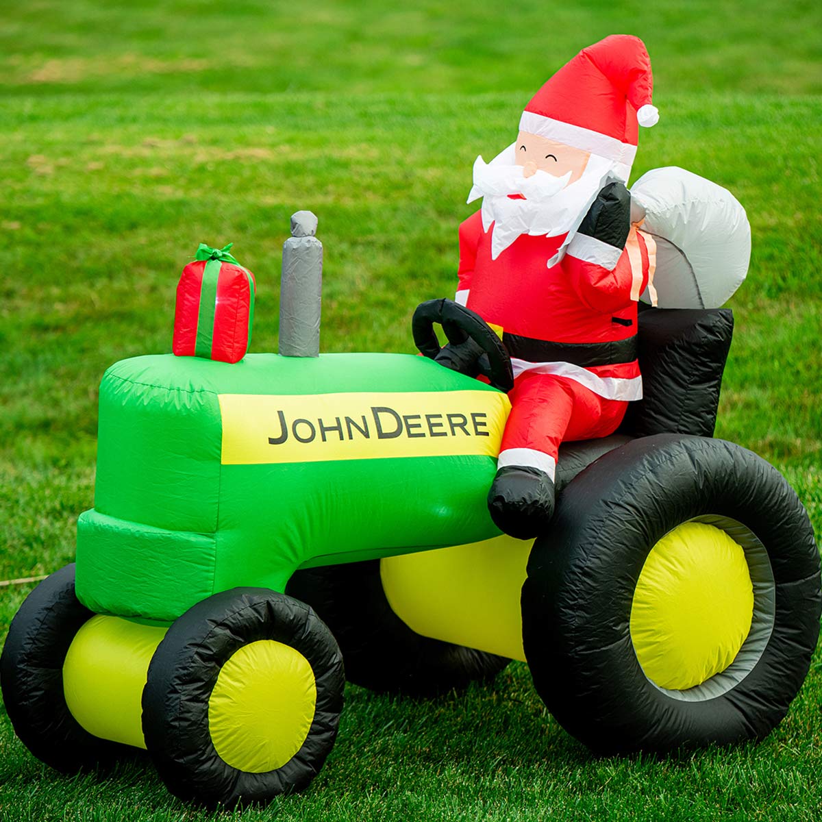 John Deere 6 Foot Inflatable Christmas Tractor with Santa - Image 2