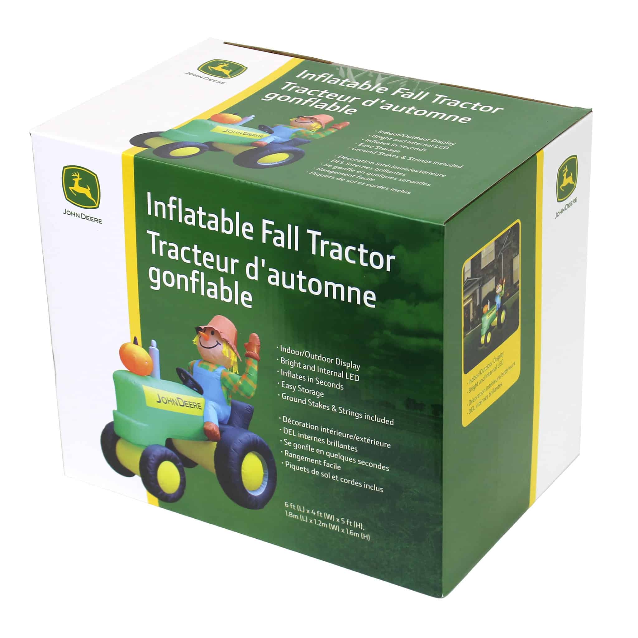 John Deere 6 Foot Inflatable Fall Tractor with Scarecrow - Image 2