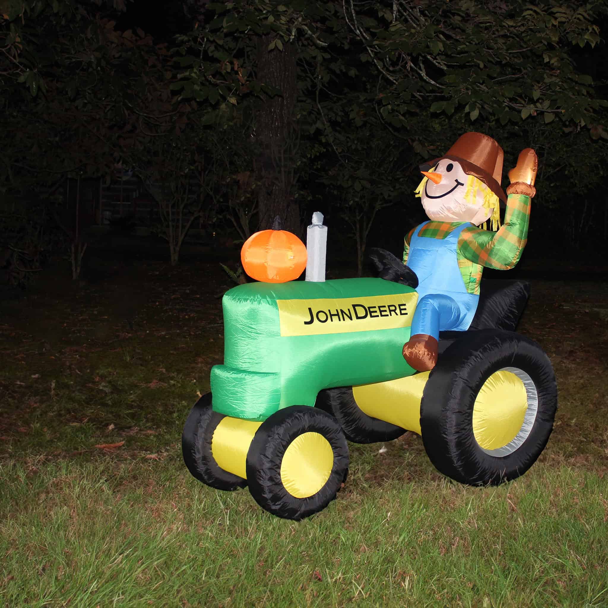 John Deere 6 Foot Inflatable Fall Tractor with Scarecrow - Image 3