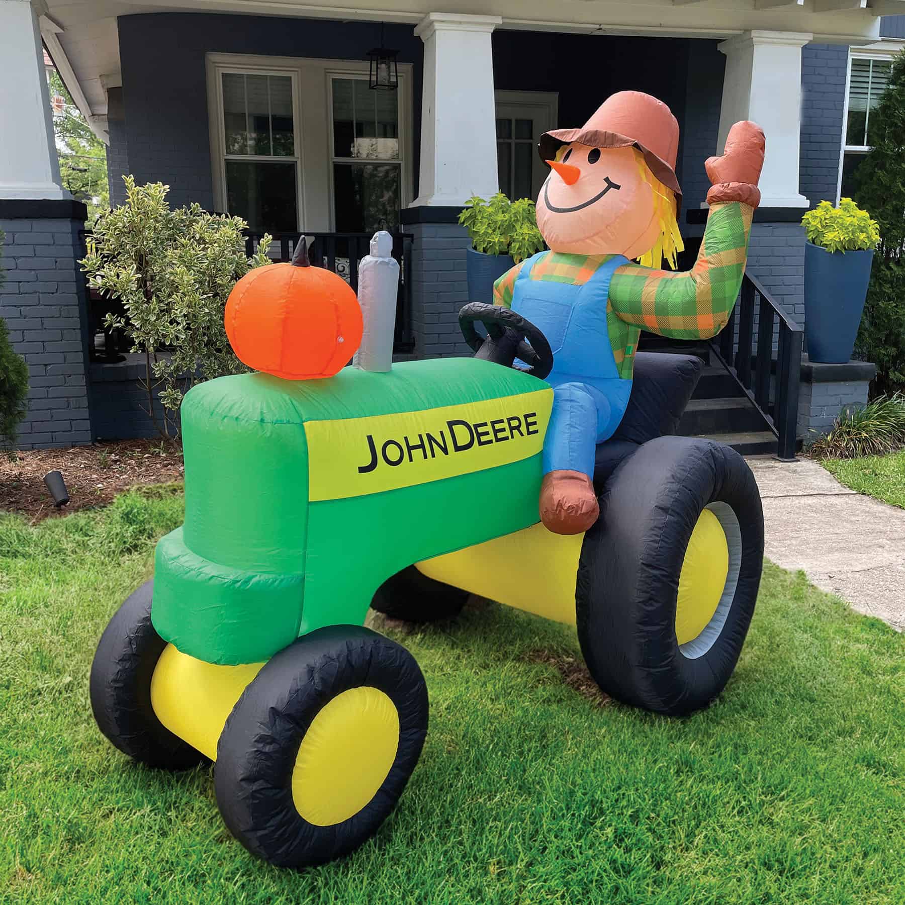 John Deere 6 Foot Inflatable Fall Tractor with Scarecrow - Image 4