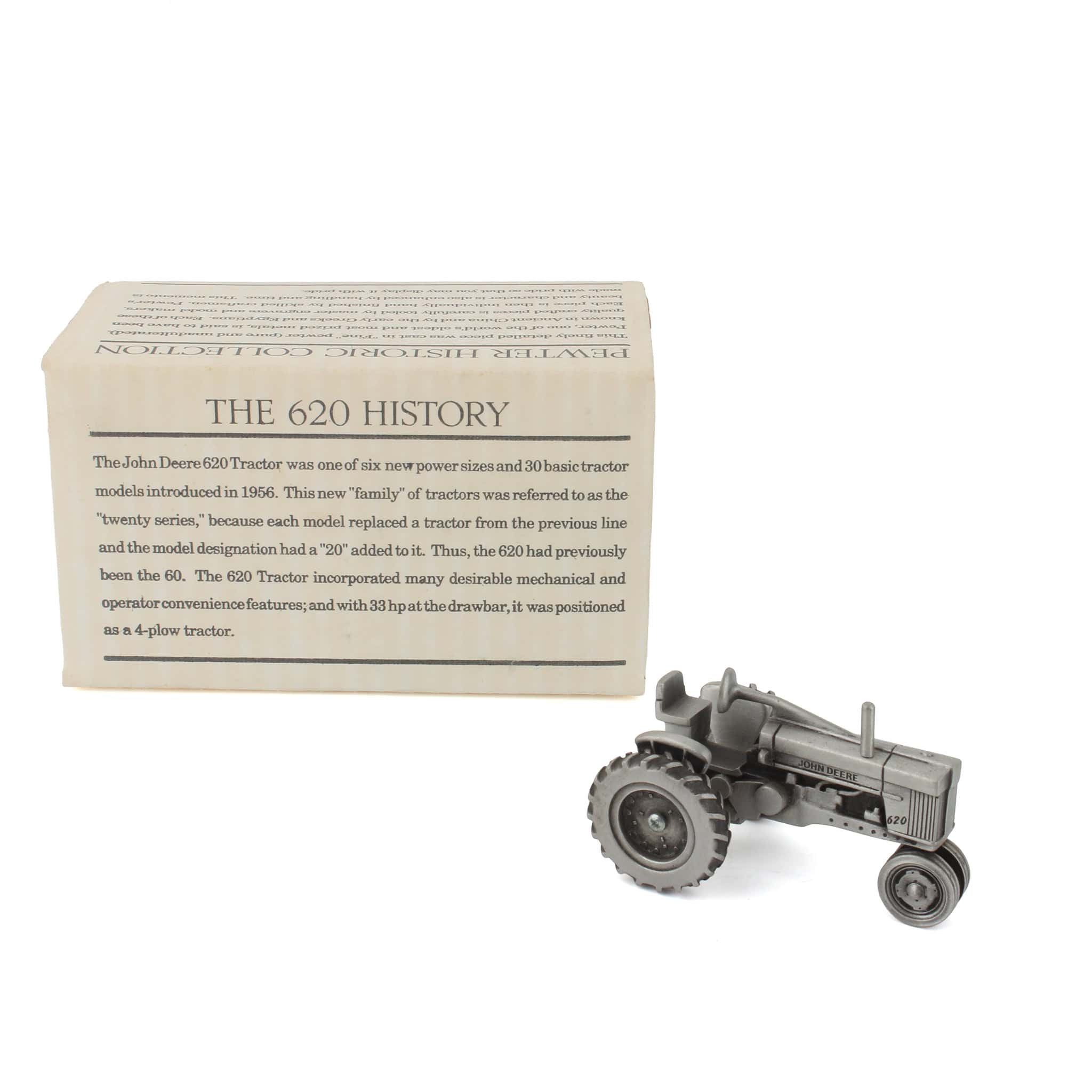 1/43 John Deere 620 Narrow Front Tractor in Pewter by SpecCast - Image 2