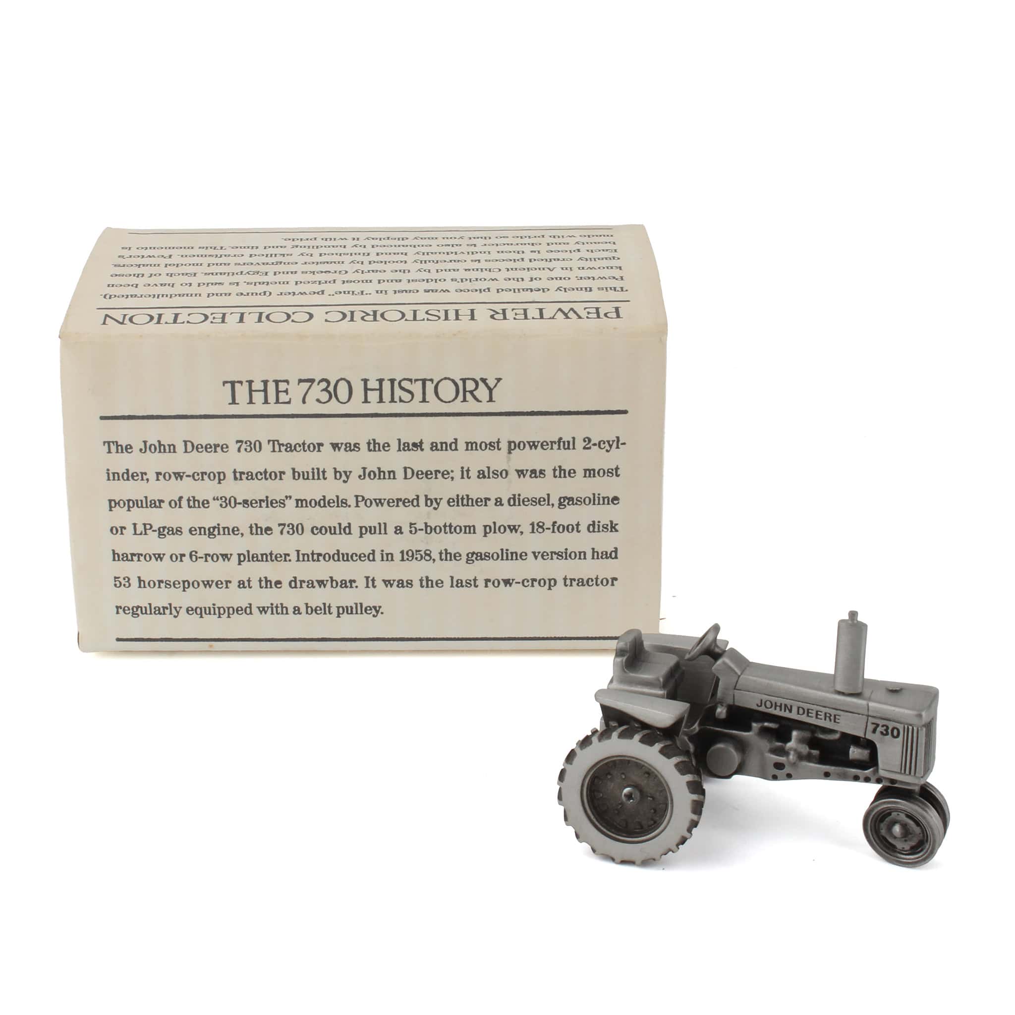 1/43 John Deere 730 Narrow Front Tractor in Pewter by SpecCast - Image 2