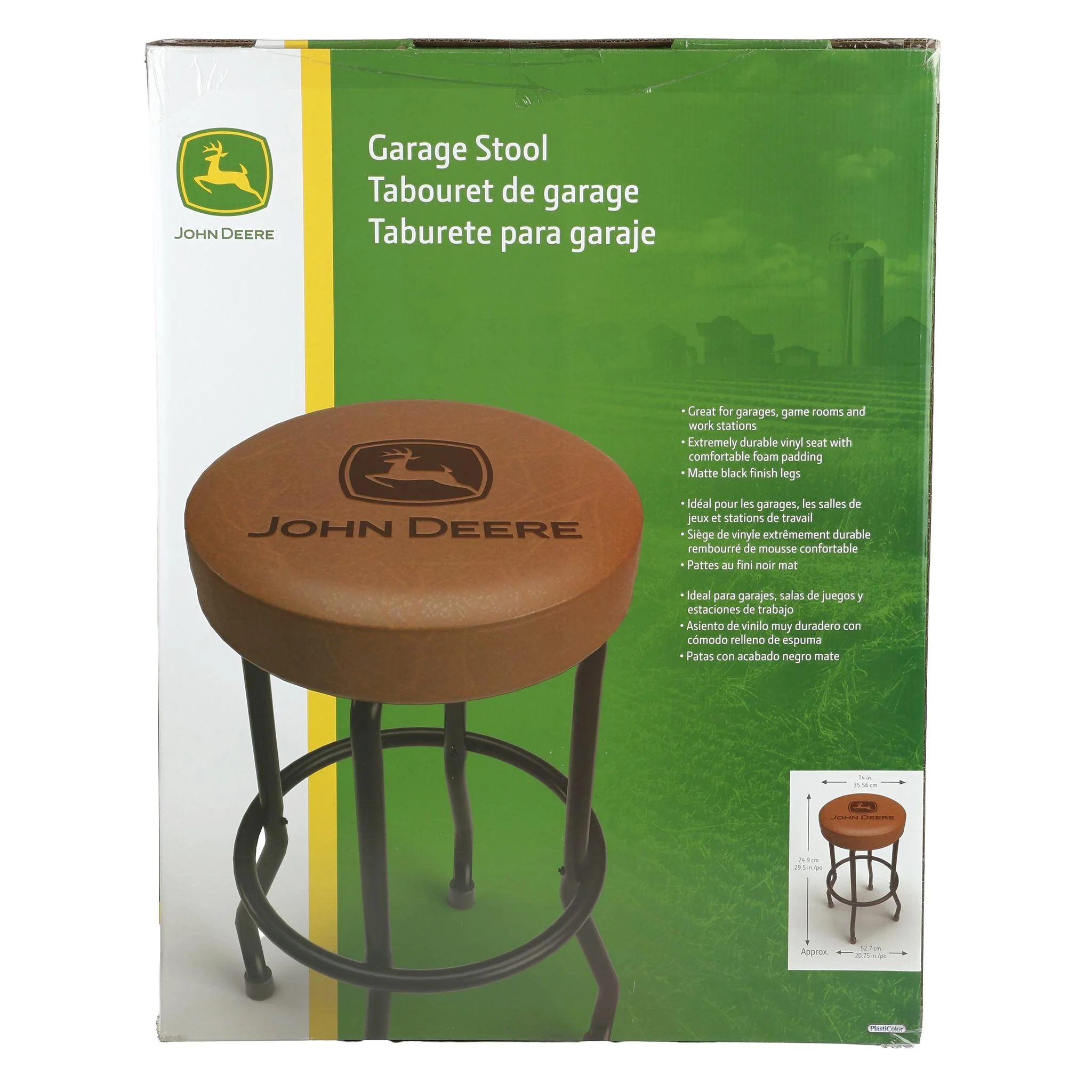 John Deere Barstool with Matte Brown Seat & Black Legs, 29 Inches - Image 5