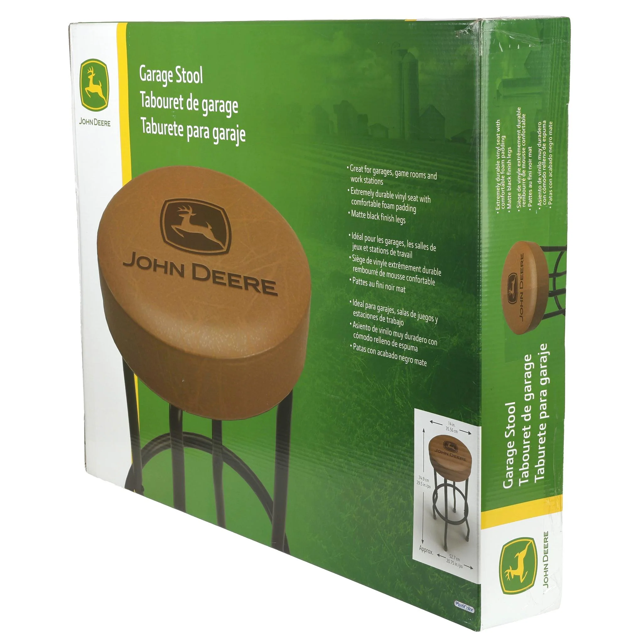 John Deere Barstool with Matte Brown Seat & Black Legs, 29 Inches - Image 6