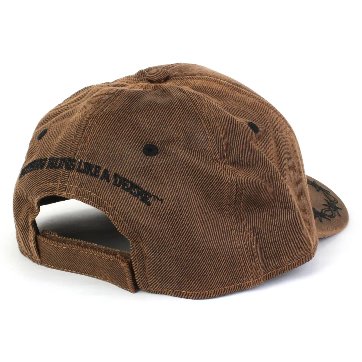John Deere Brown Leather Look Cap with Barbed Wire Bordered Bill - Image 2