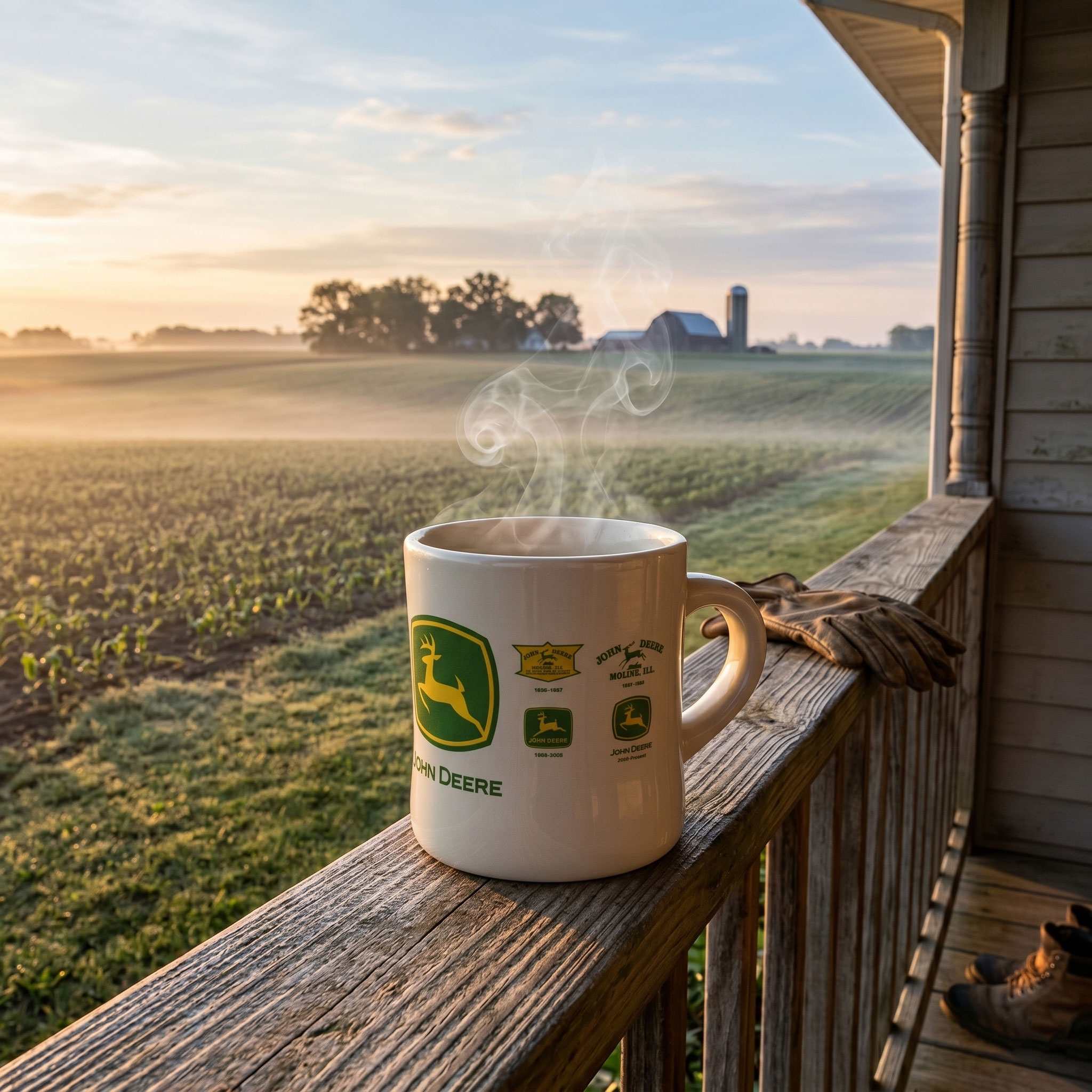 John Deere Historical Logo 8oz Cream Diner Mug - Image 6