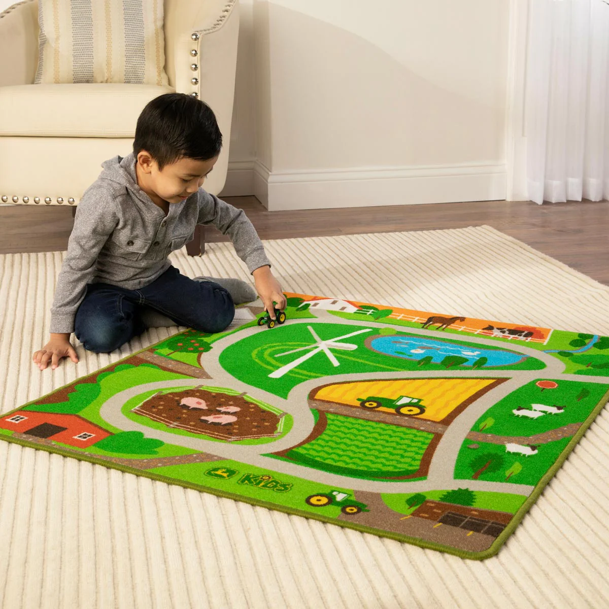 John Deere Kids Playmat with Tractor & Agriculture Theme - Image 2