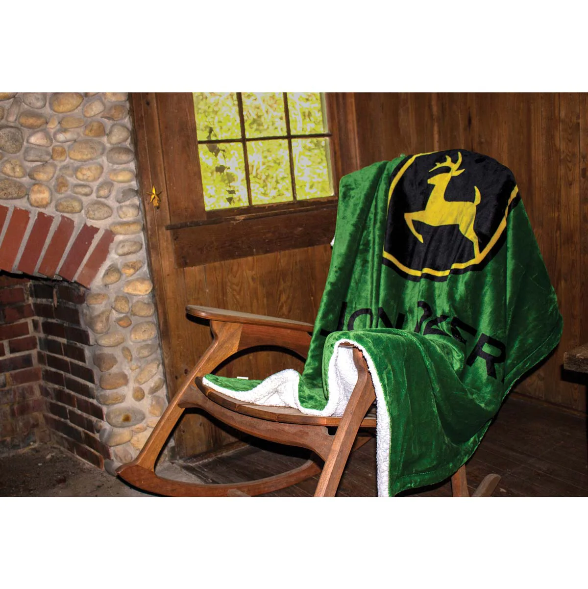 John Deere Logo 50in x 70in Fleece Sherpa Throw Blanket - Image 3