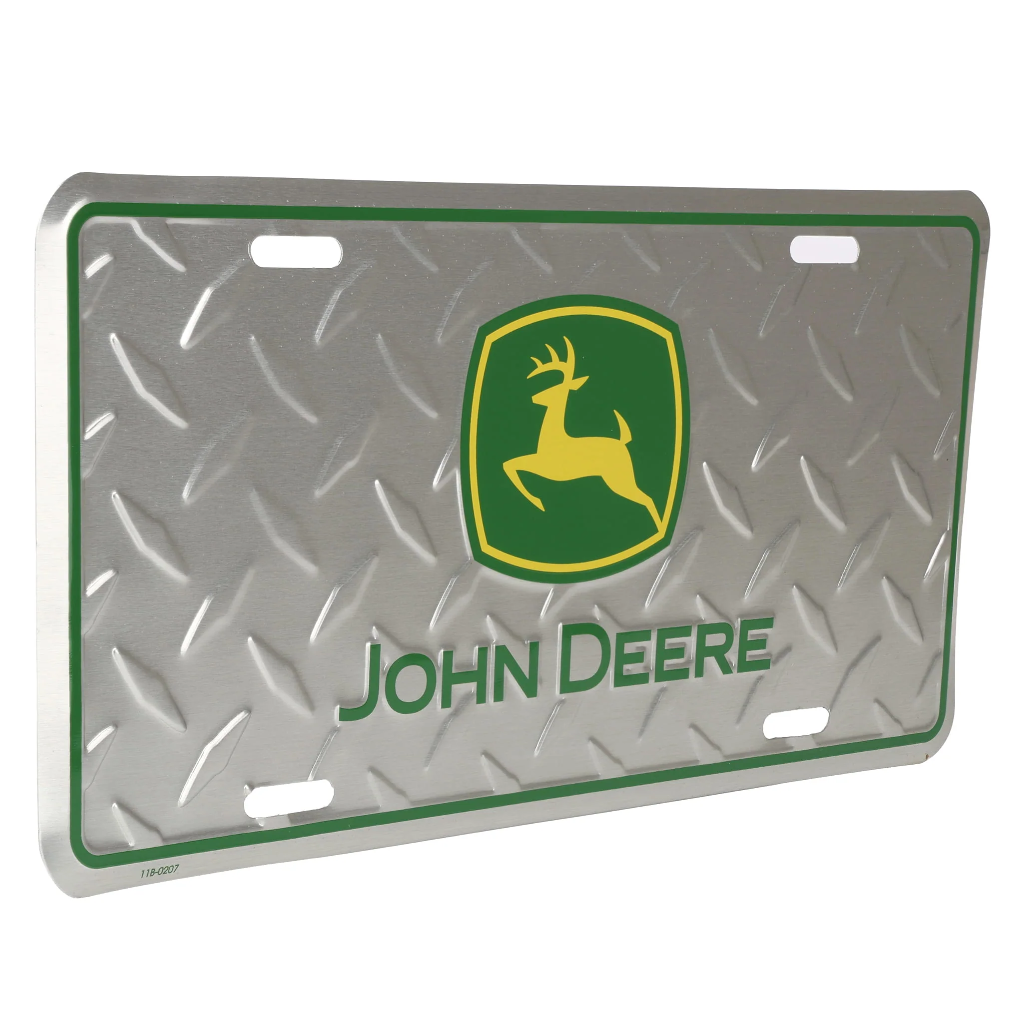 John Deere Logo Diamond Tread Chrome 6" x 12" Metal License Plate - Image 2