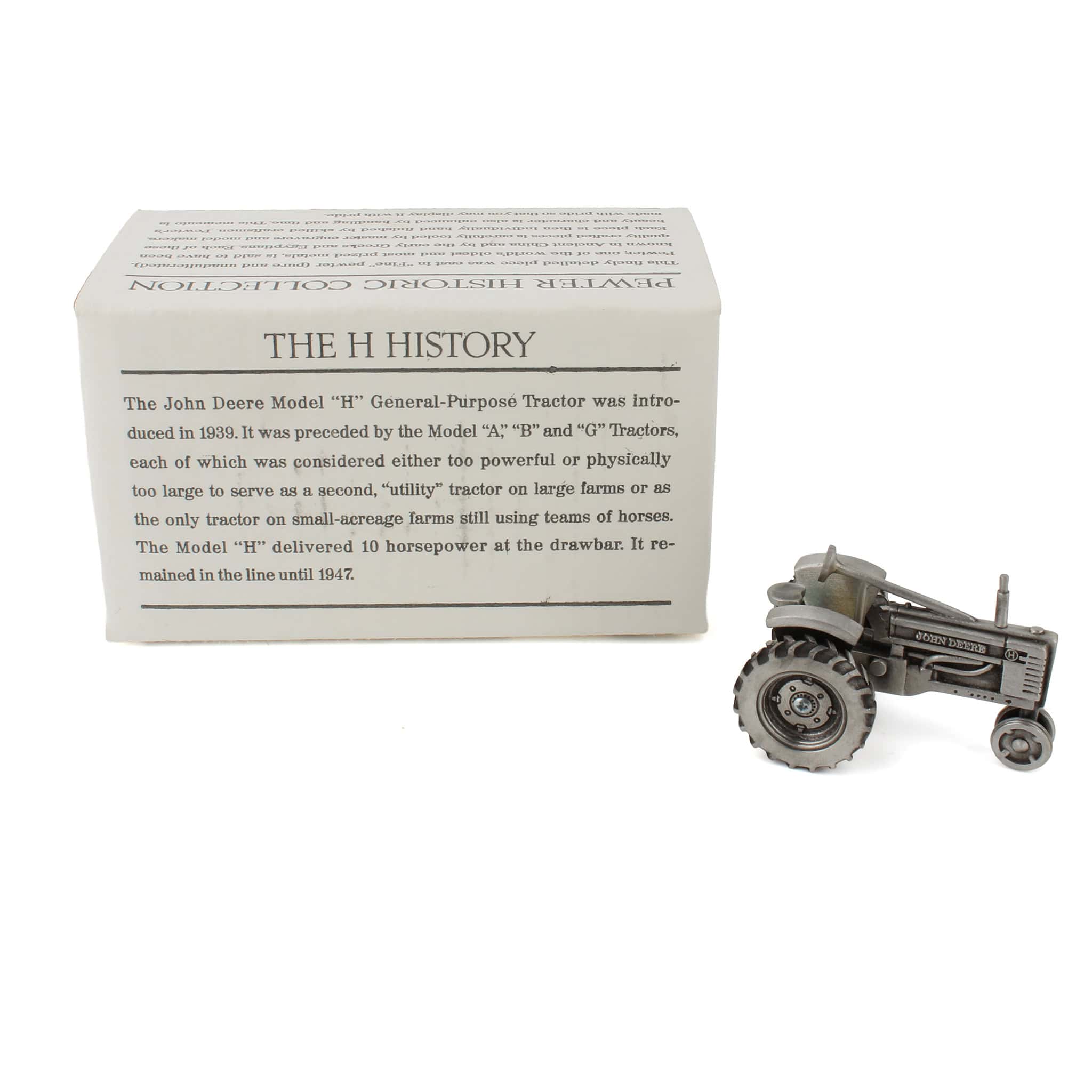 1/43 John Deere Model "H" Narrow Front Collectible Tractor in Pewter by SpecCast - Image 2