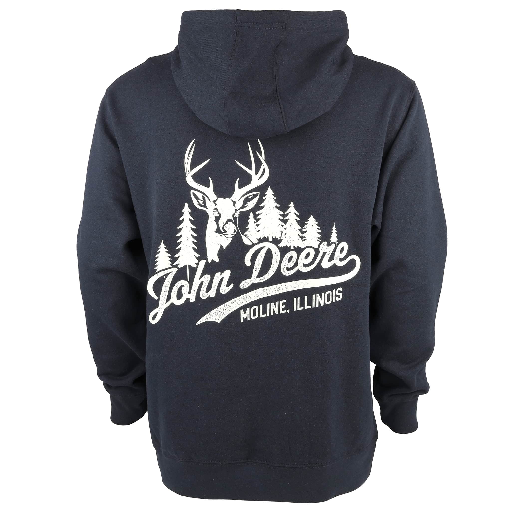 John Deere Moline Illinois Script & Deer Hooded Sweatshirt