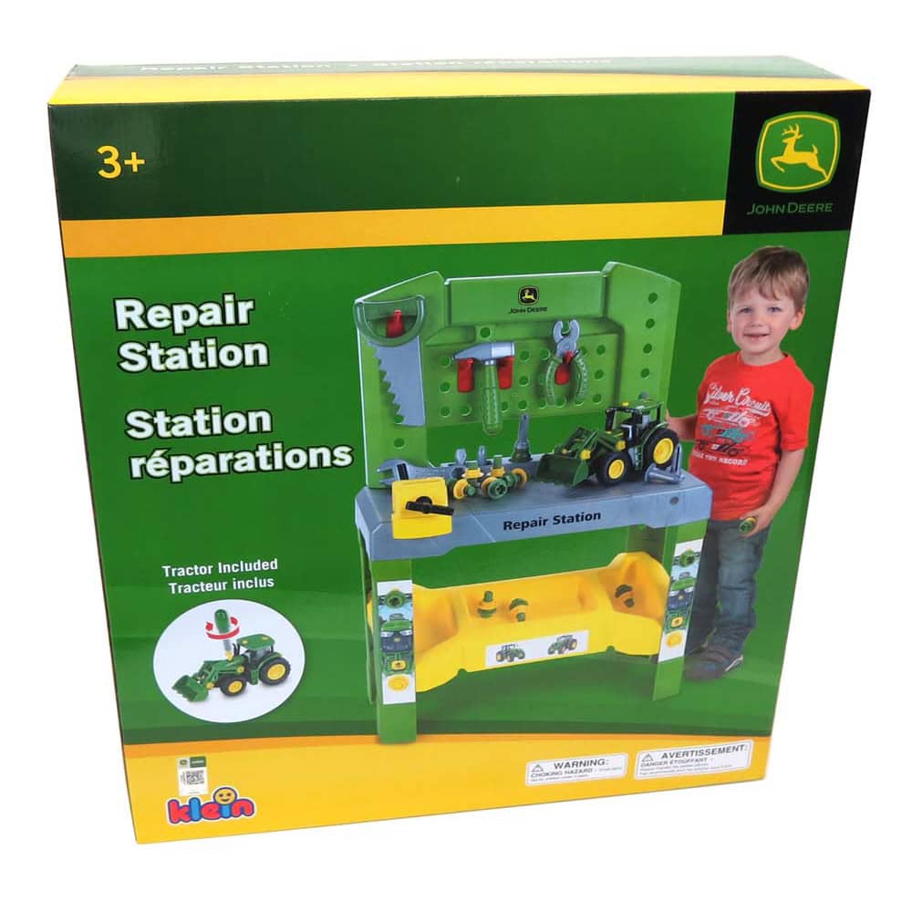 John Deere Kids Workbench Repair Station with Toy Tractor & Tools - Image 2