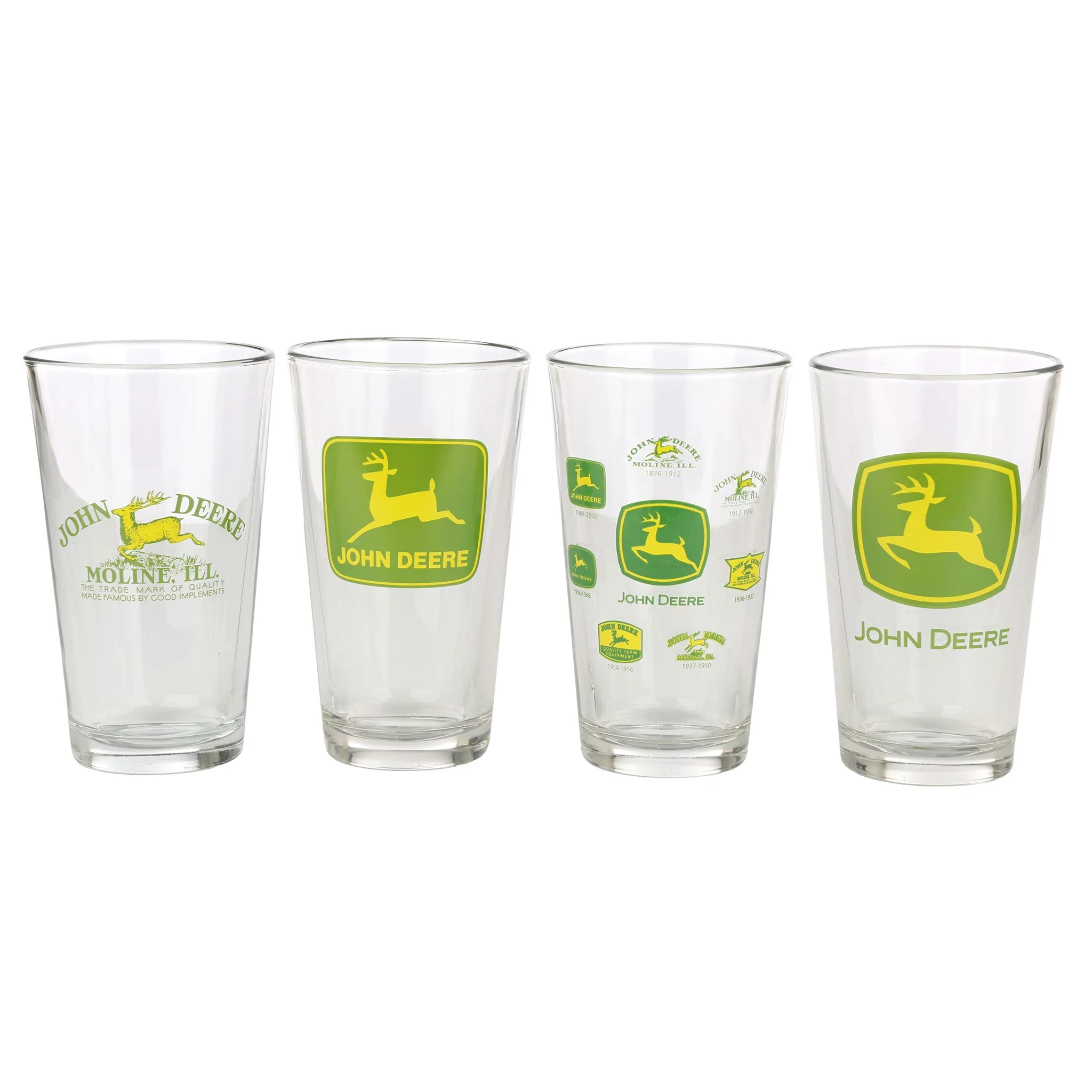 John Deere Set of 4 Logo Glass Drinkware Tumblers