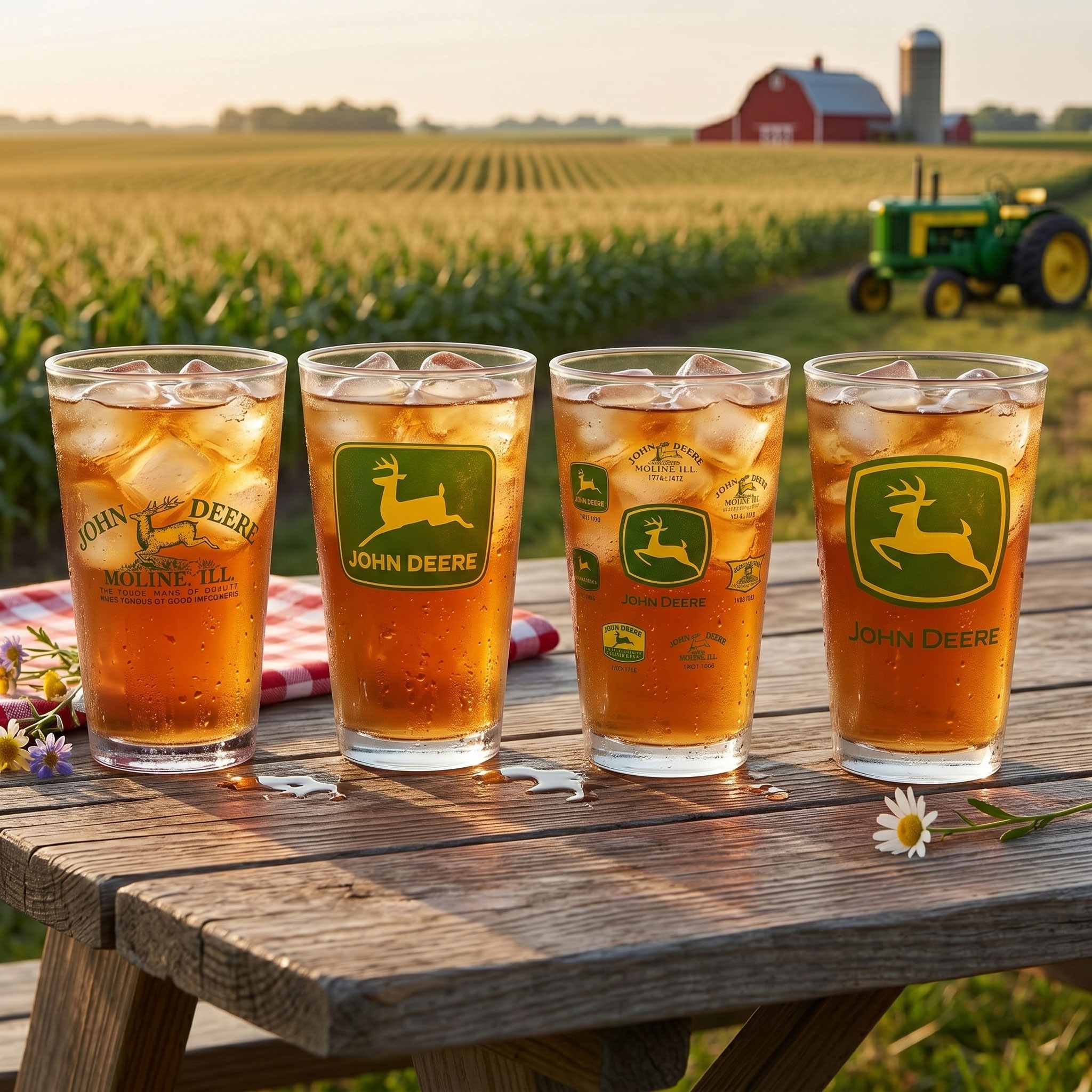 John Deere Set of 4 Logo Glass Drinkware Tumblers - Image 7
