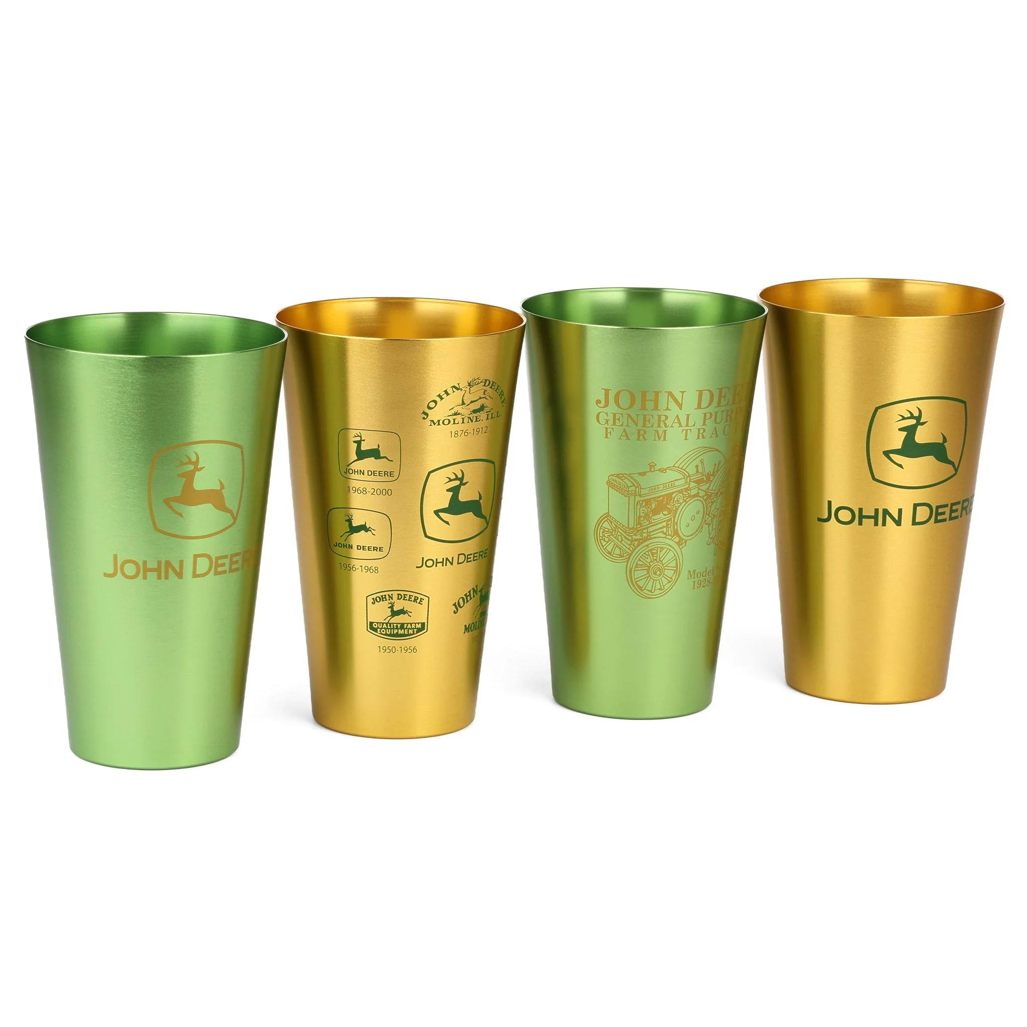 John Deere Set of 4 Yellow and Green 16oz Aluminum Tumblers - Image 2