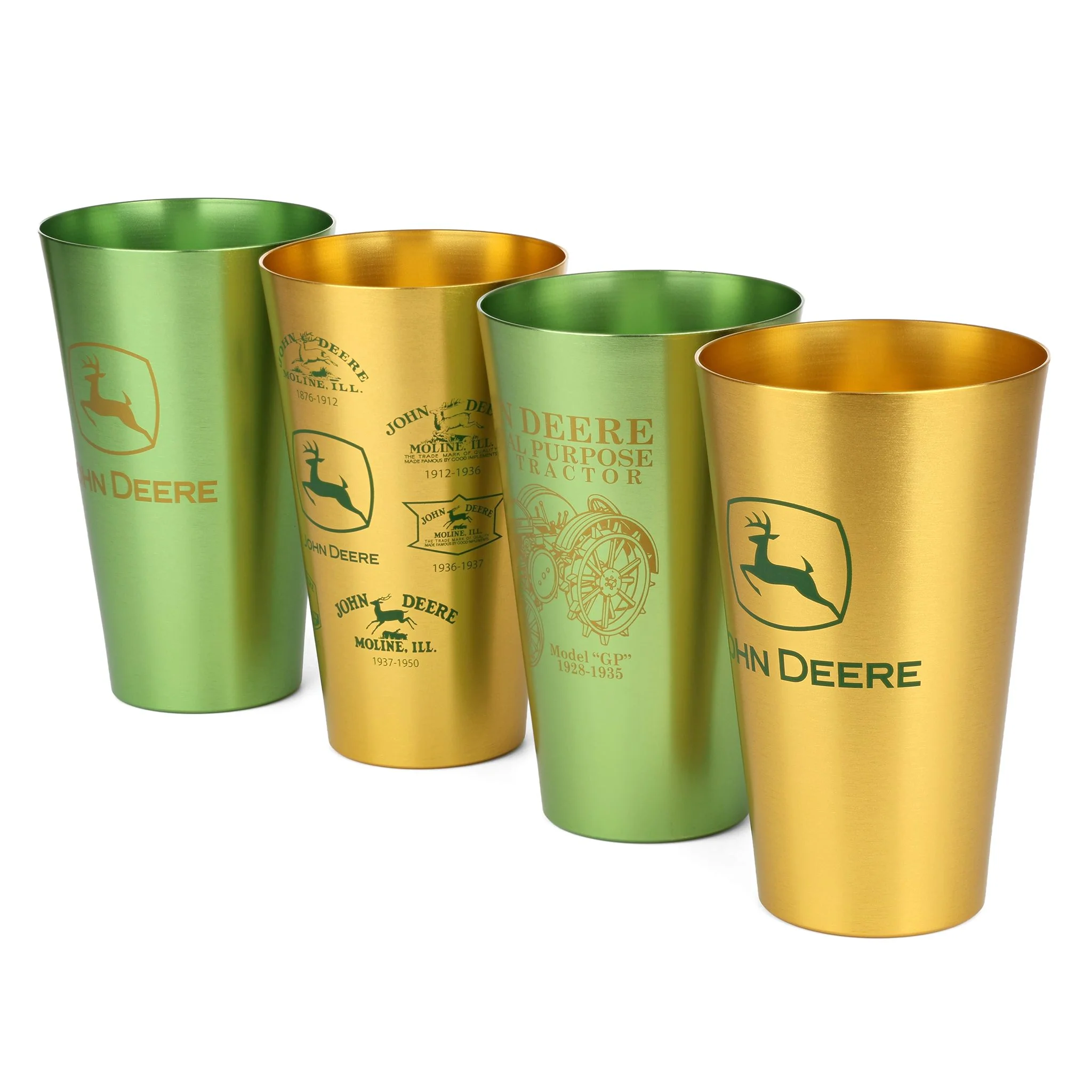 John Deere Set of 4 Yellow and Green 16oz Aluminum Tumblers - Image 3
