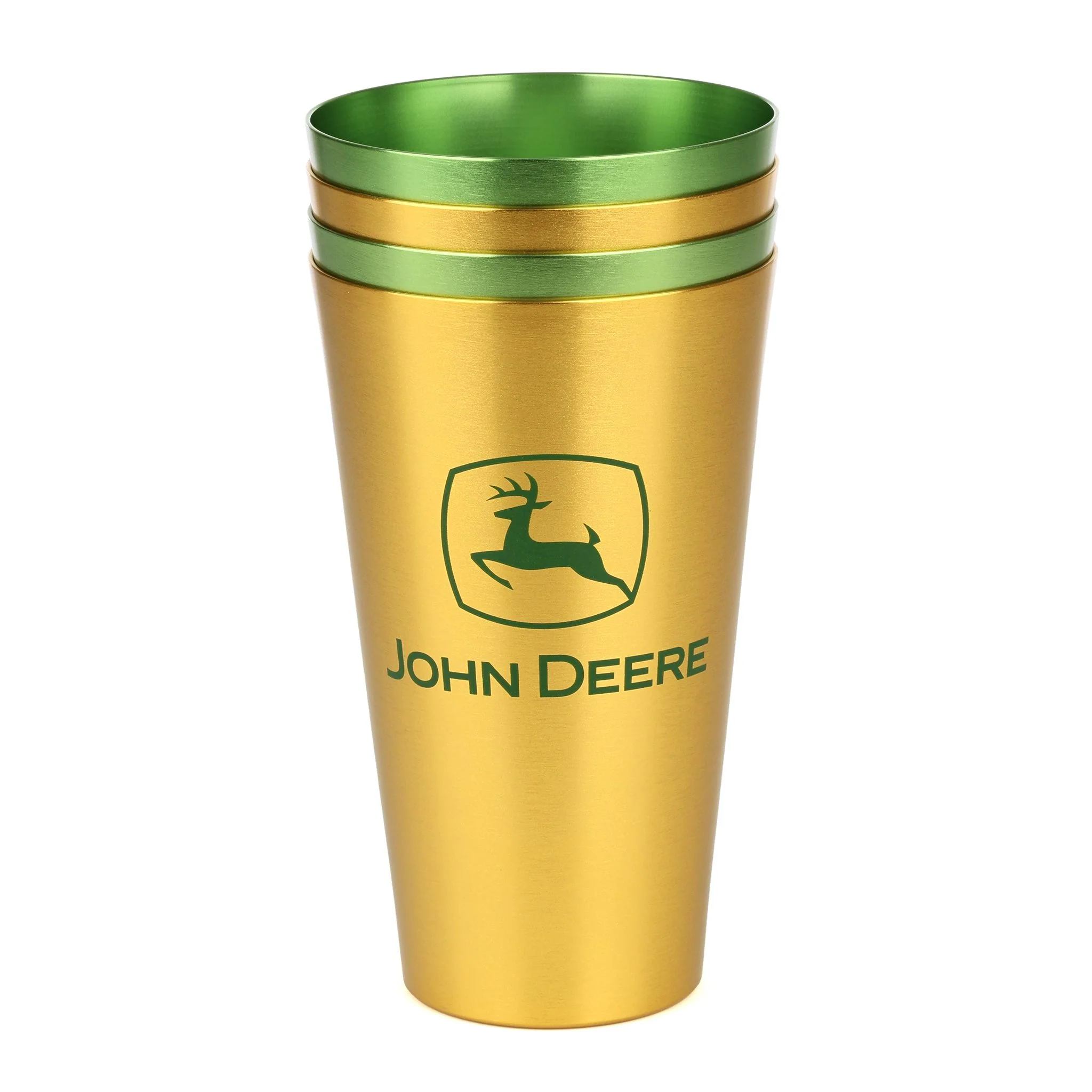 John Deere Set of 4 Yellow and Green 16oz Aluminum Tumblers - Image 4