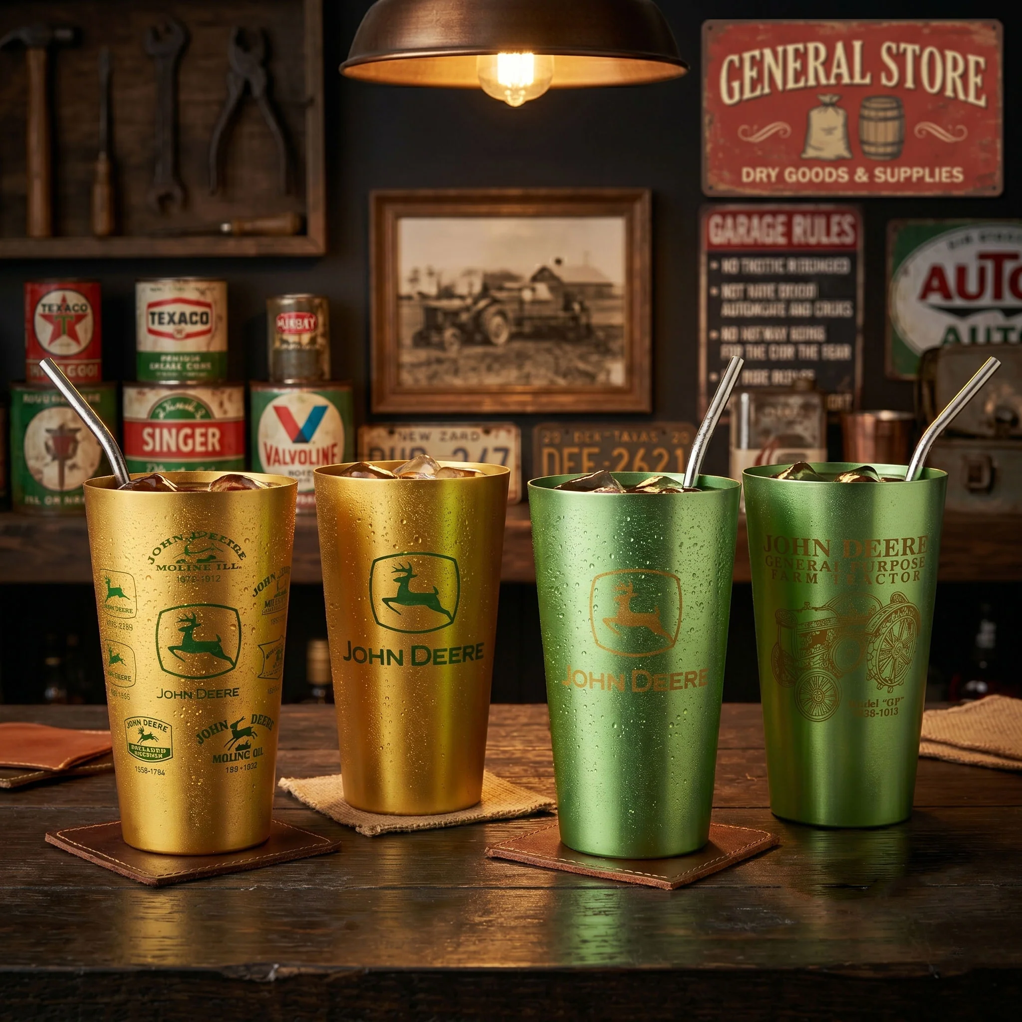 John Deere Set of 4 Yellow and Green 16oz Aluminum Tumblers - Image 6