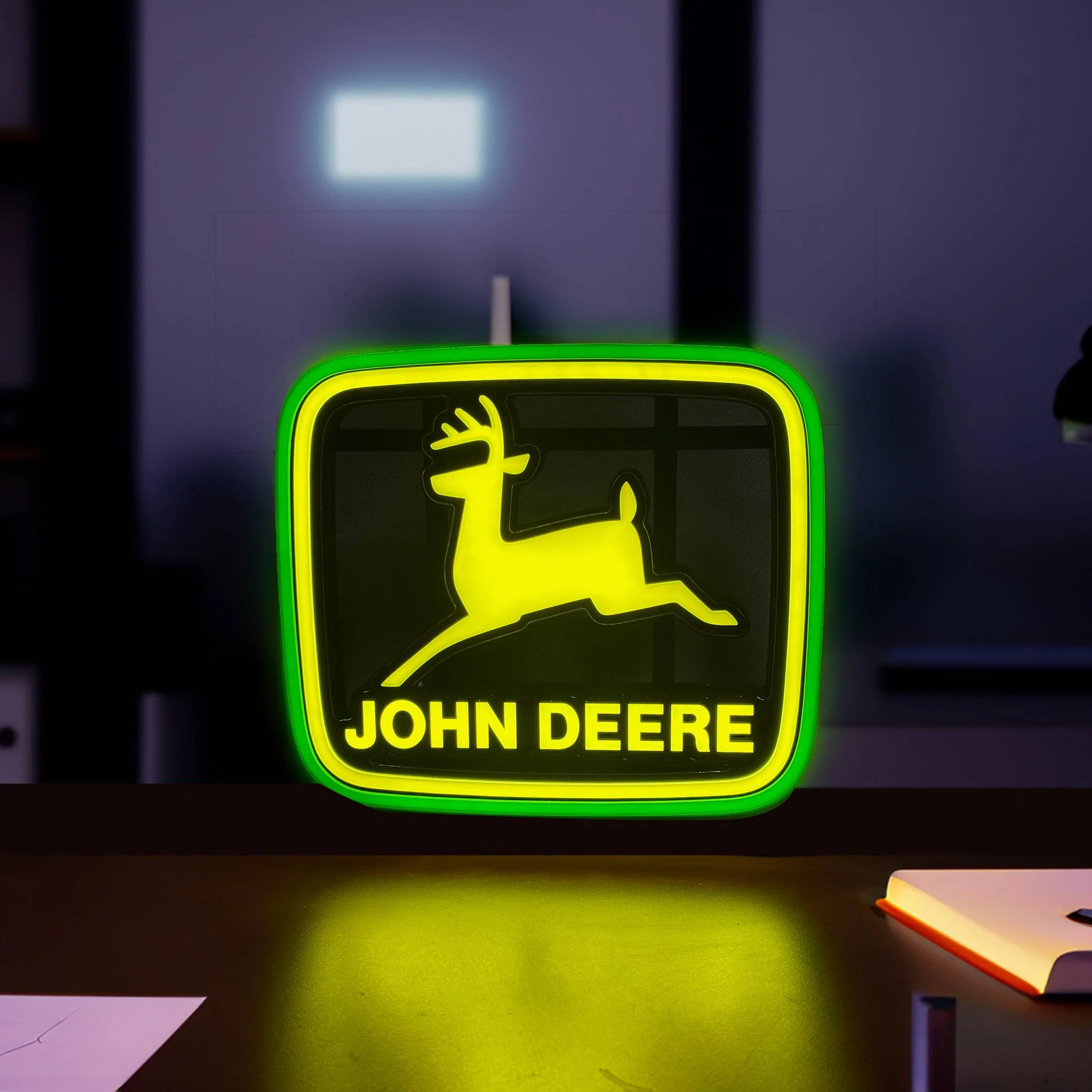 John Deere Vintage Logo LED Sign for Wall, Window, or Desk, 12in x 10in - Image 2