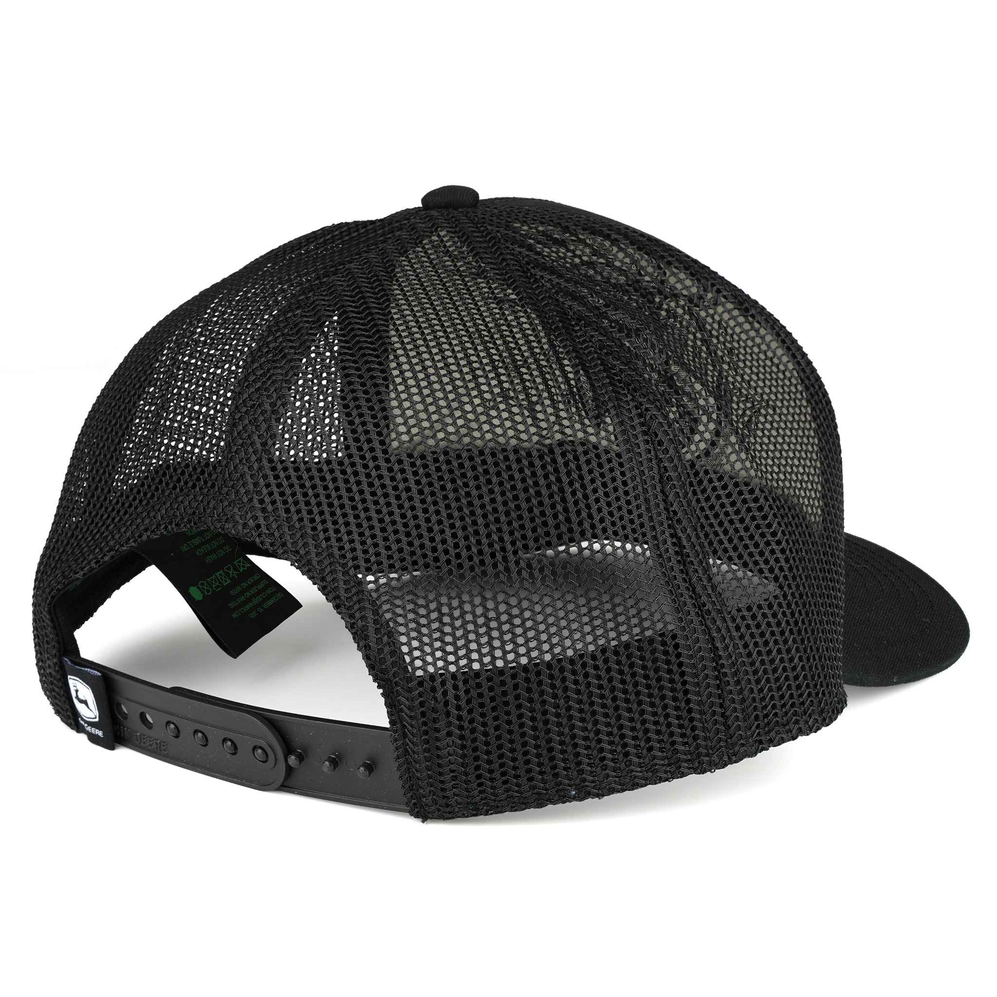 John Deere Vintage Oil Distressed Style Patch Black Mesh Back Hat - Image 3