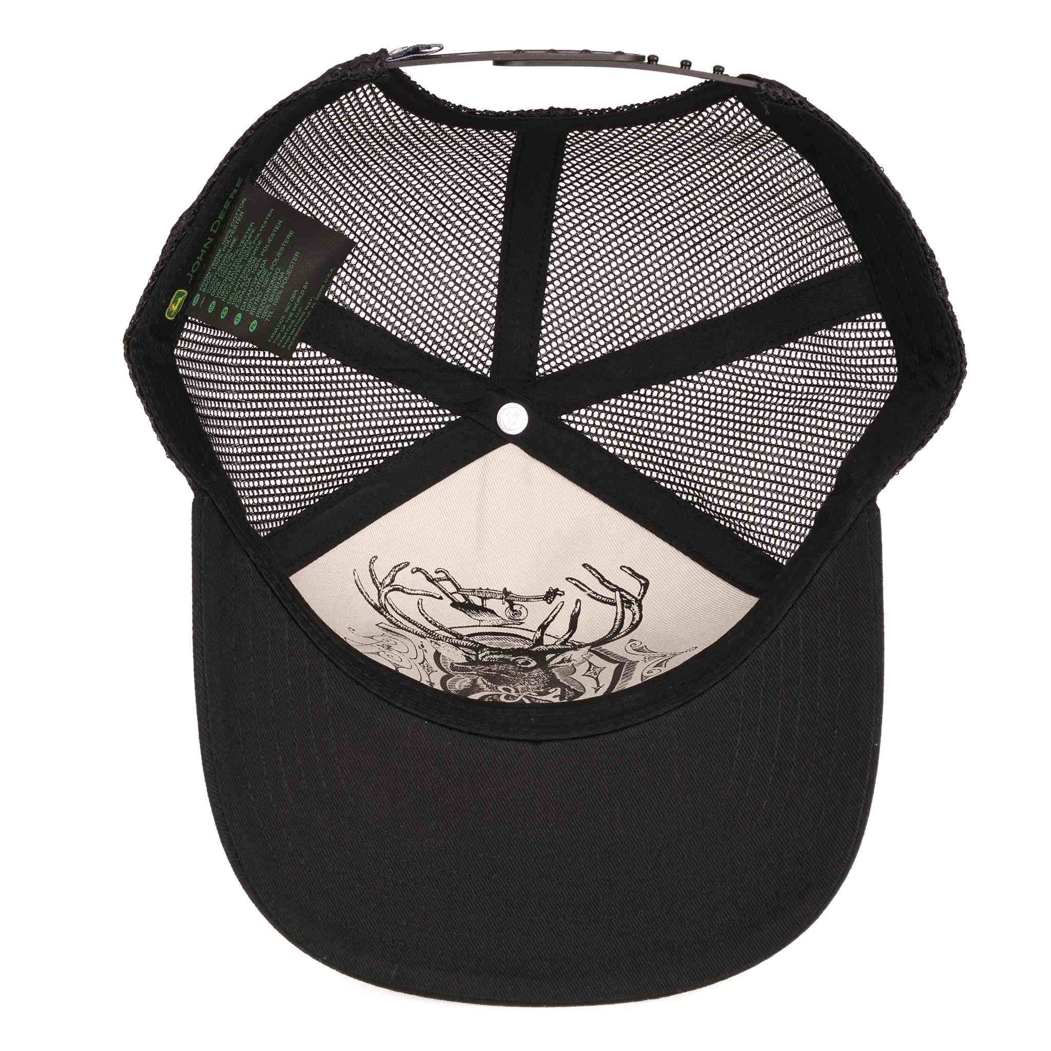 John Deere Vintage Oil Distressed Style Patch Black Mesh Back Hat - Image 4