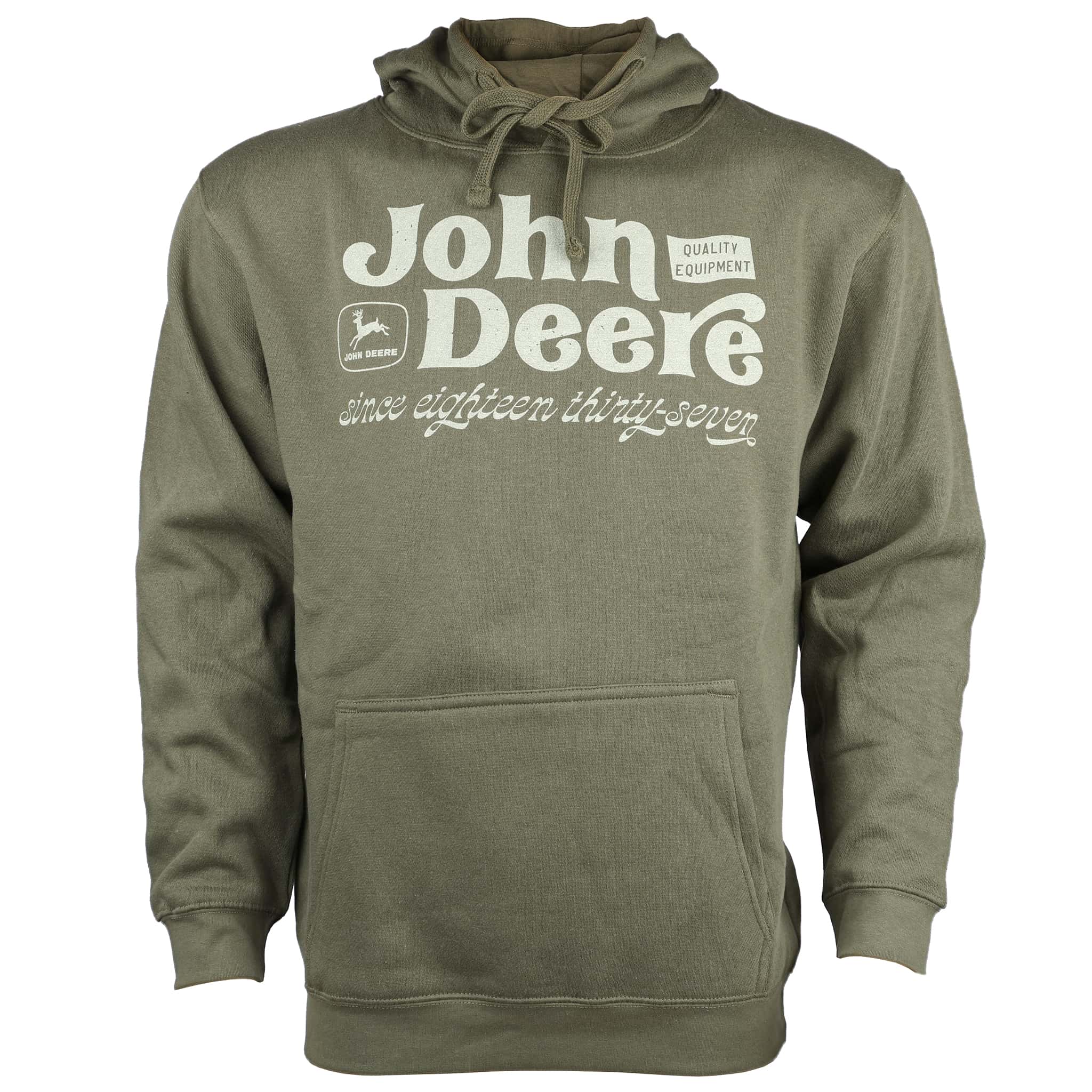 John Deere Vintage Style Quality Equipment Olive Green Hooded Sweatshirt