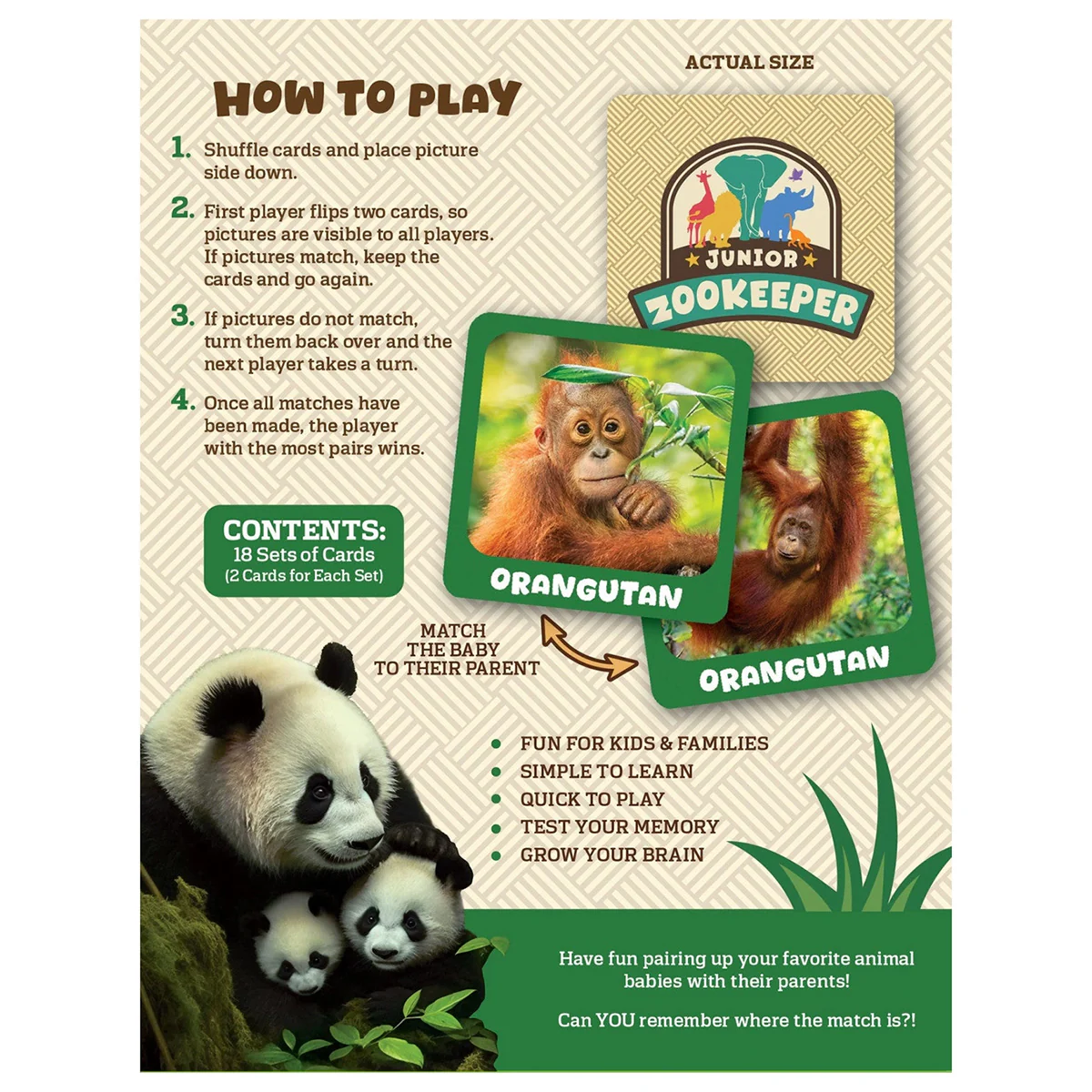 Junior Zookeeper Animal Babies Matching Game - Image 3