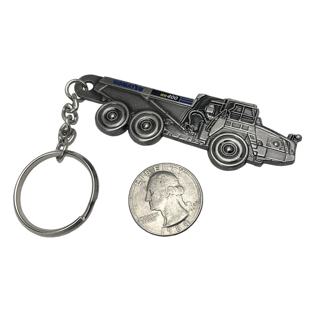 Komatsu HM400 Dump Truck Embossed Metal Keychain - Image 3