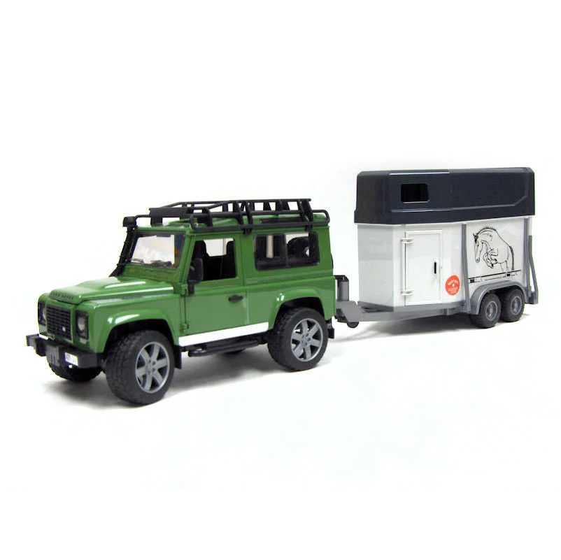 Land Rover Defender SUV with Horse Trailer and Horse by Bruder