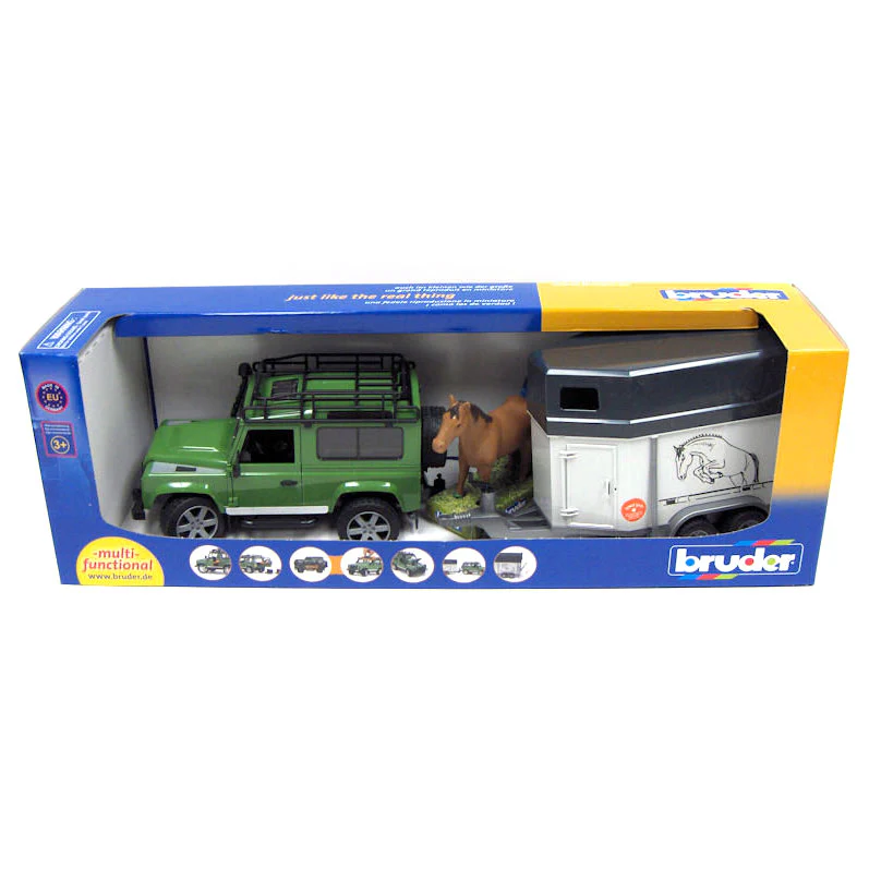 Land Rover Defender SUV with Horse Trailer and Horse by Bruder - Image 2