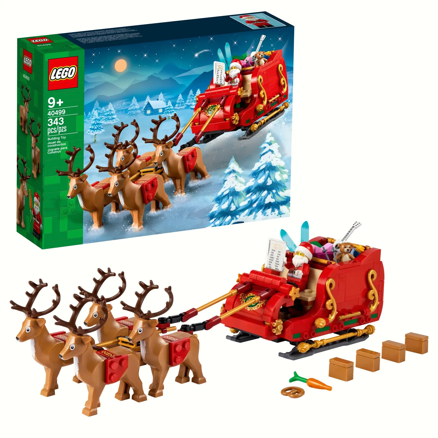 LEGO® Santa's Sleigh Christmas Set with Santa Minifigure, Reindeer & Presents, 343 Pieces