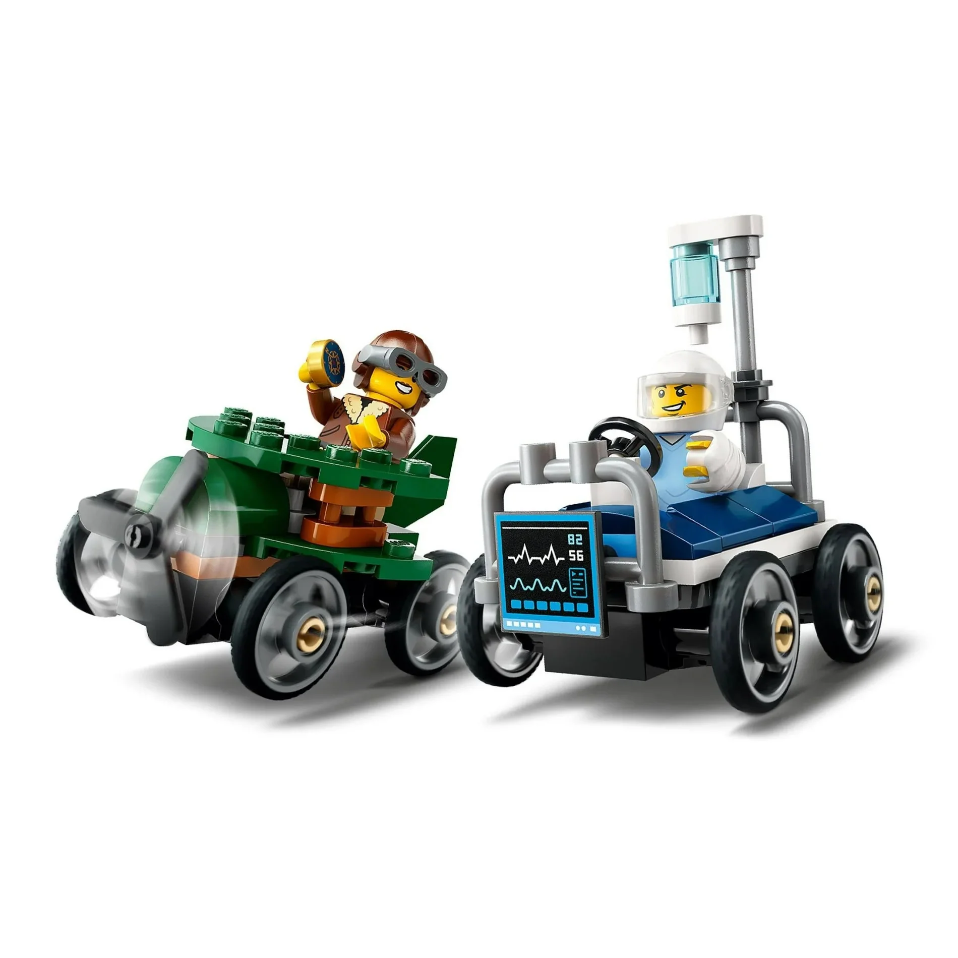 LEGO® City 4-in-1 Fun Pack, 348 Pieces: Go-Karts & Race Drivers, Red Sports Car, Pizza vs Fire Truck Race Car Pack, & Airplane vs Hospital Bed Race Car Pack - Image 5