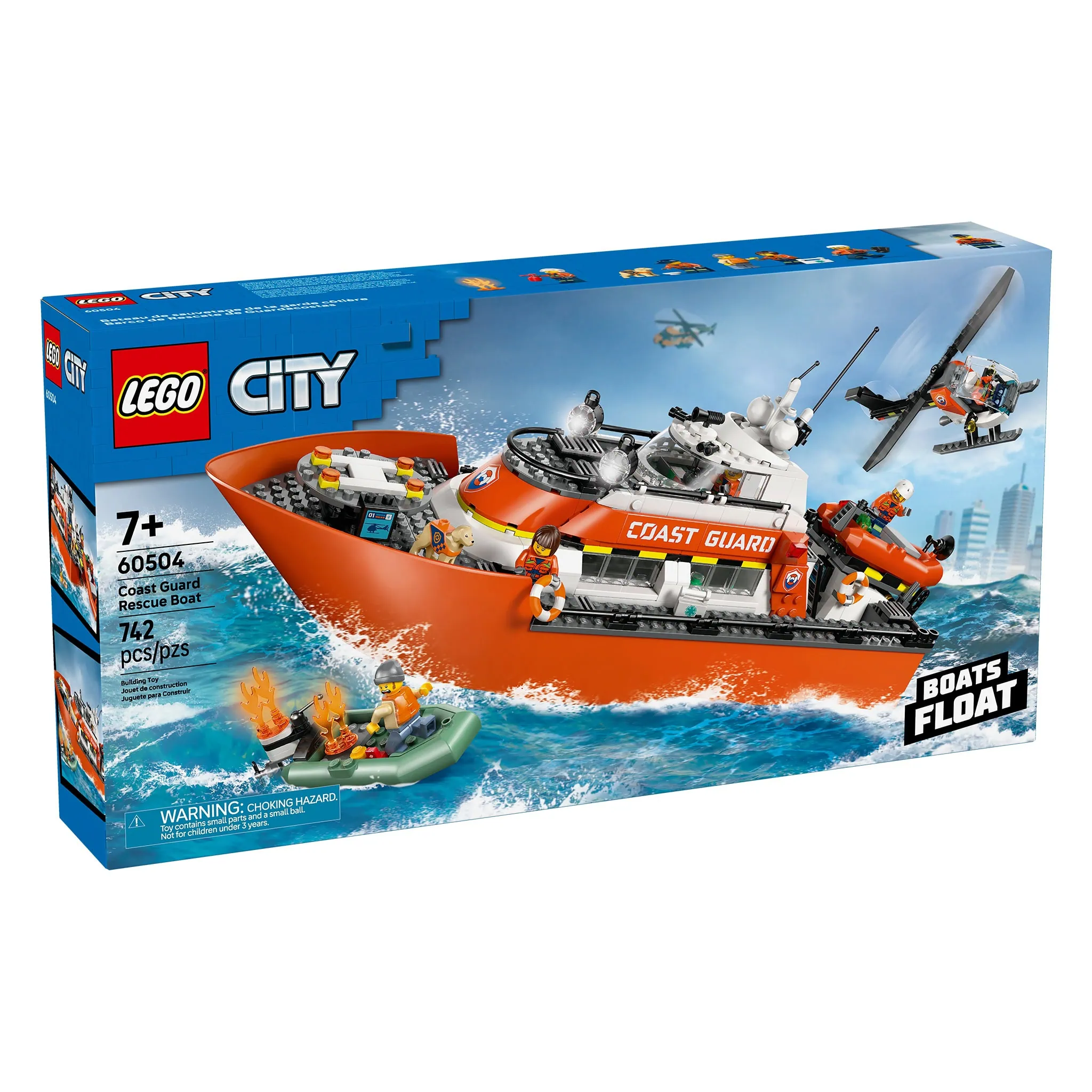 LEGO® City Coast Guard Rescue Boat & Helicopter with Minifigures, 742 Pieces - Image 3