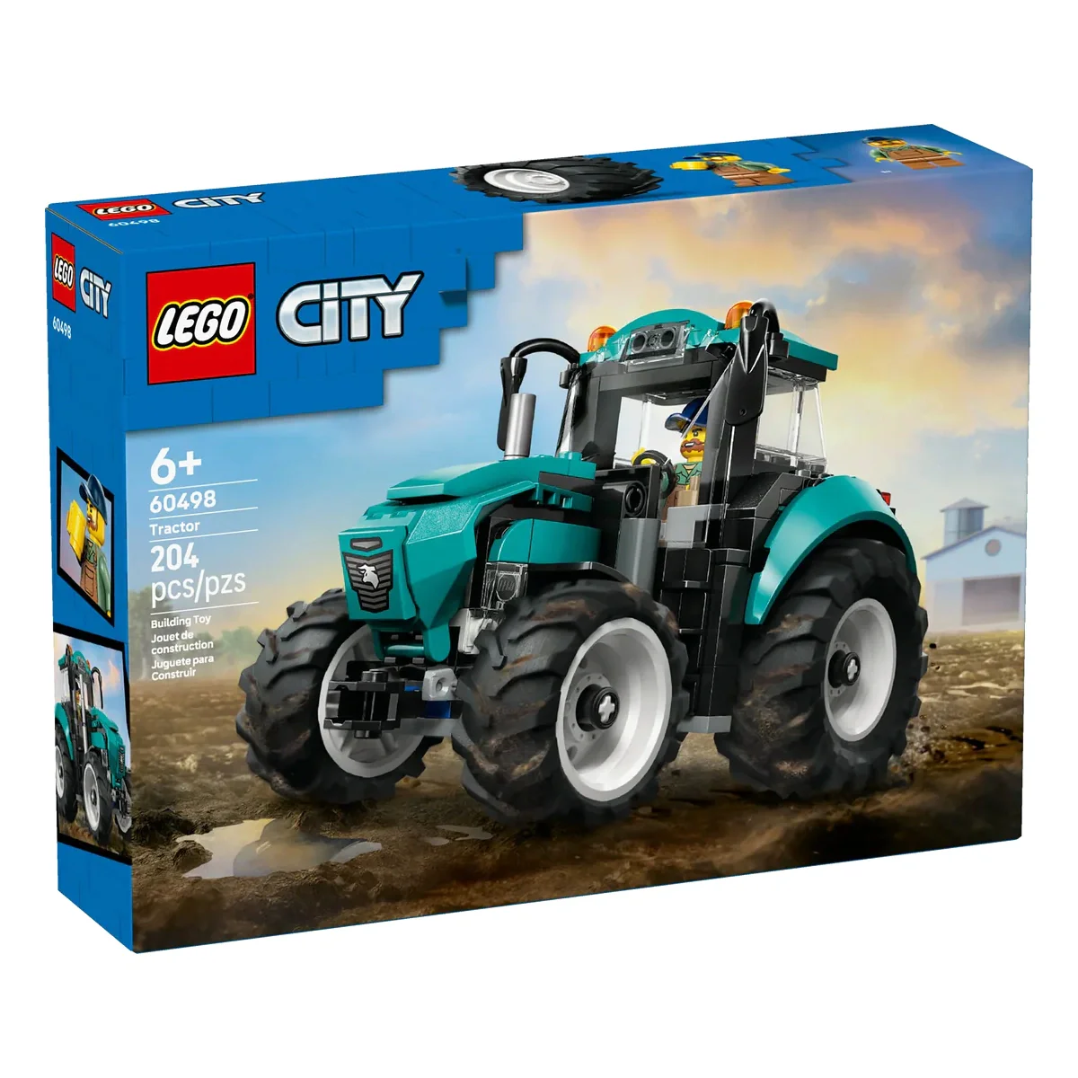 LEGO® City Teal Tractor with Farmer, 204 Pieces - Image 3