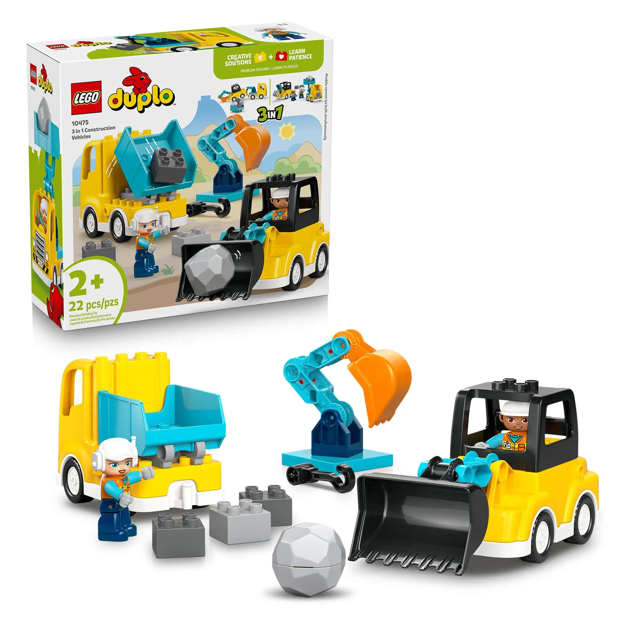 LEGO® DUPLO® 3-in-1 Construction Vehicles & Accessories Set, 22 Pieces