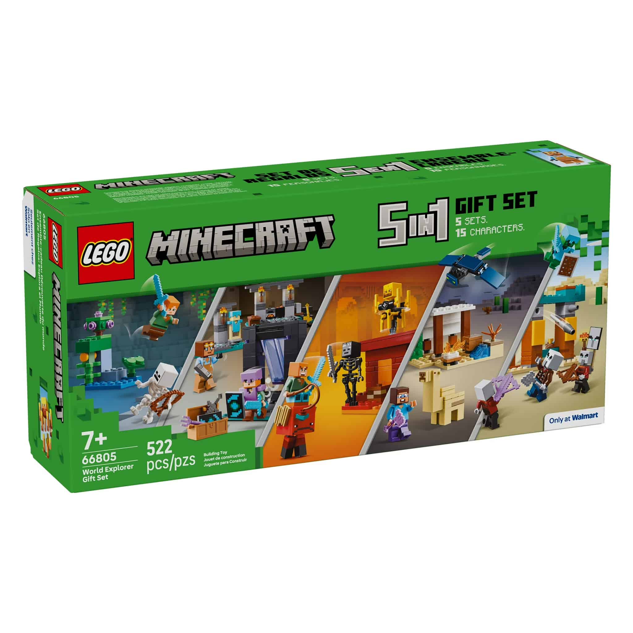 LEGO® Minecraft® 5-in-1 Gift Set, 522 Pieces: Steve's Desert Expedition, The Armory, The Nether Lava Battle, The Illager Desert Patrol & The Lush Cave Fight