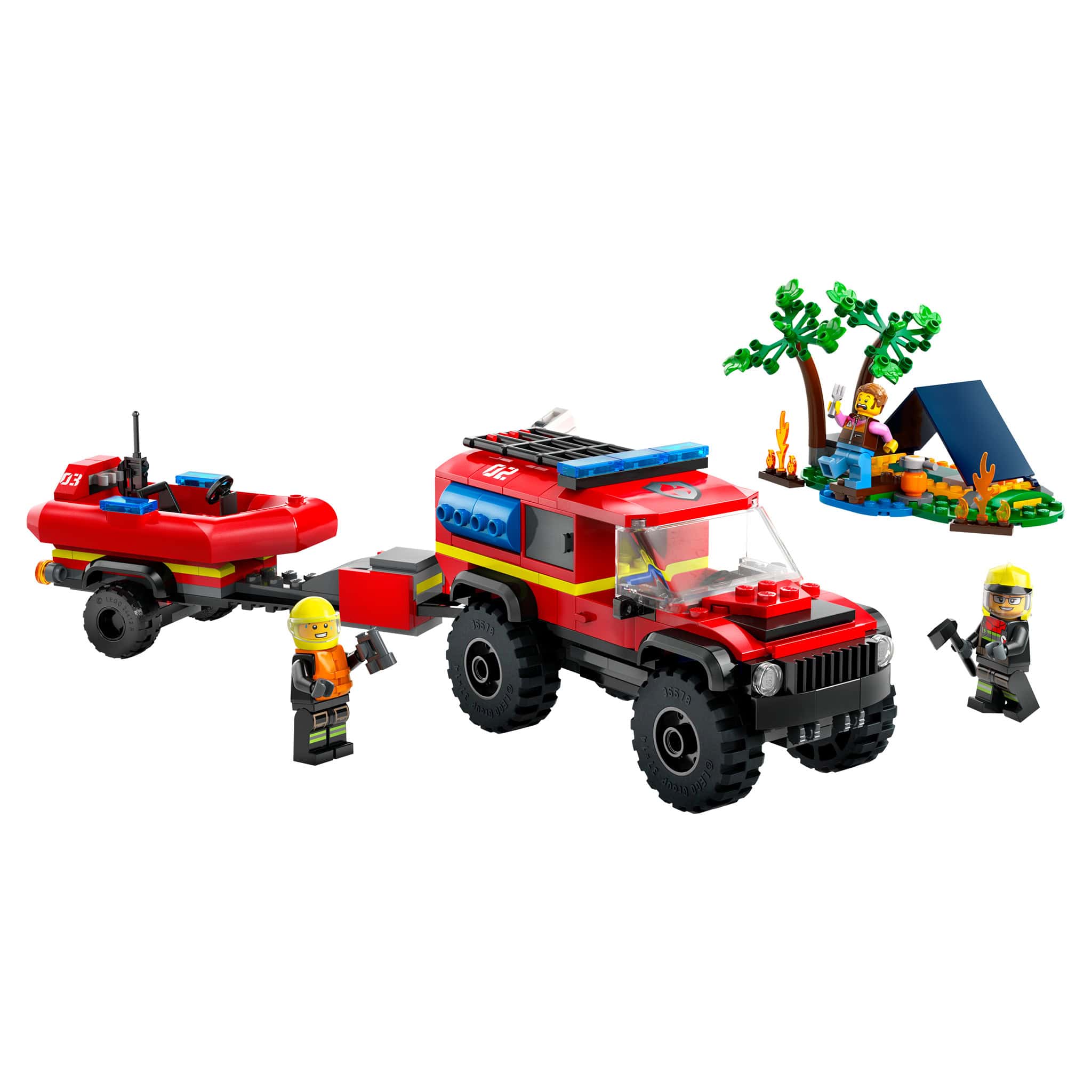 LEGO® City 4x4 Fire Truck with Rescue Boat, 301 Pieces - Image 2