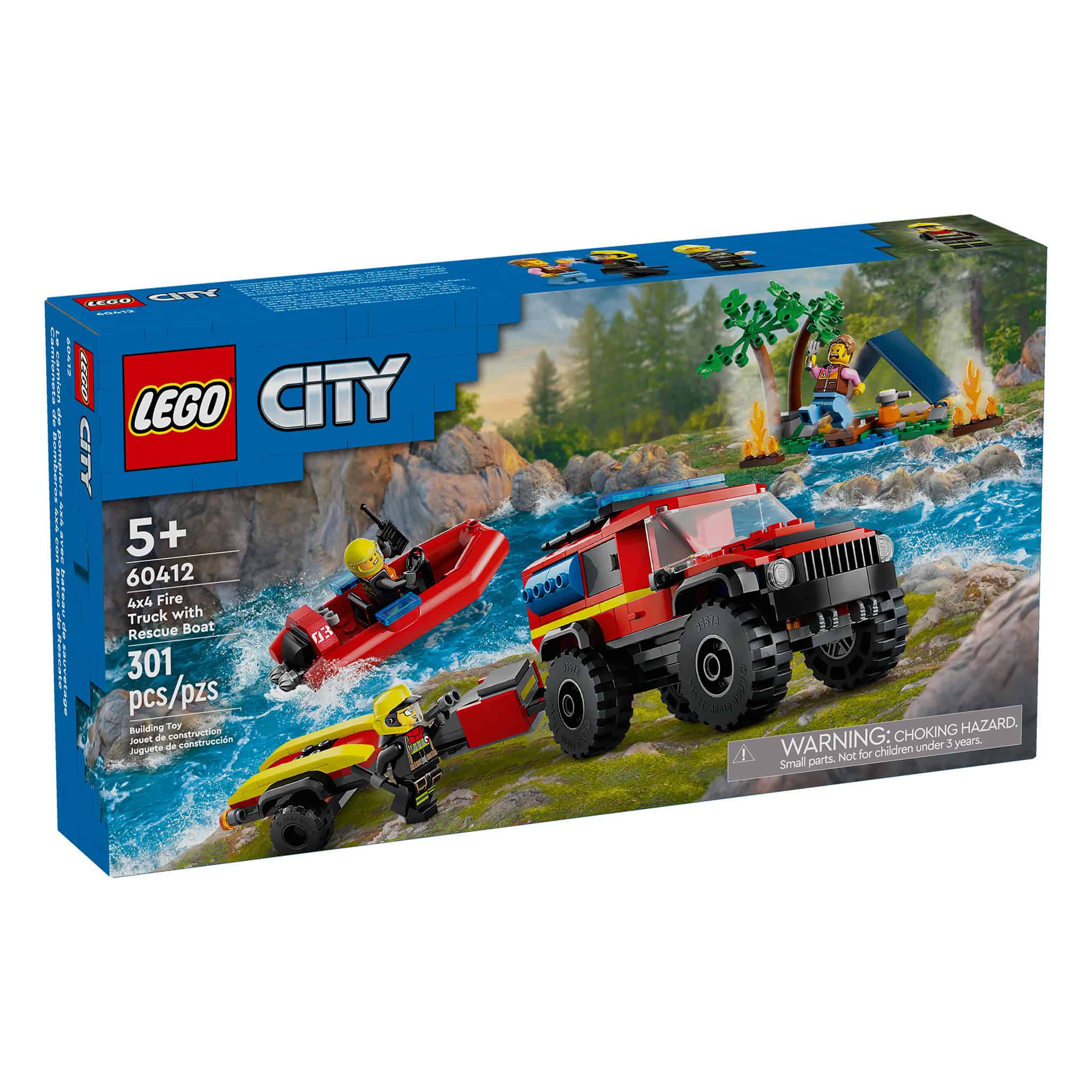 LEGO® City 4x4 Fire Truck with Rescue Boat, 301 Pieces - Image 3