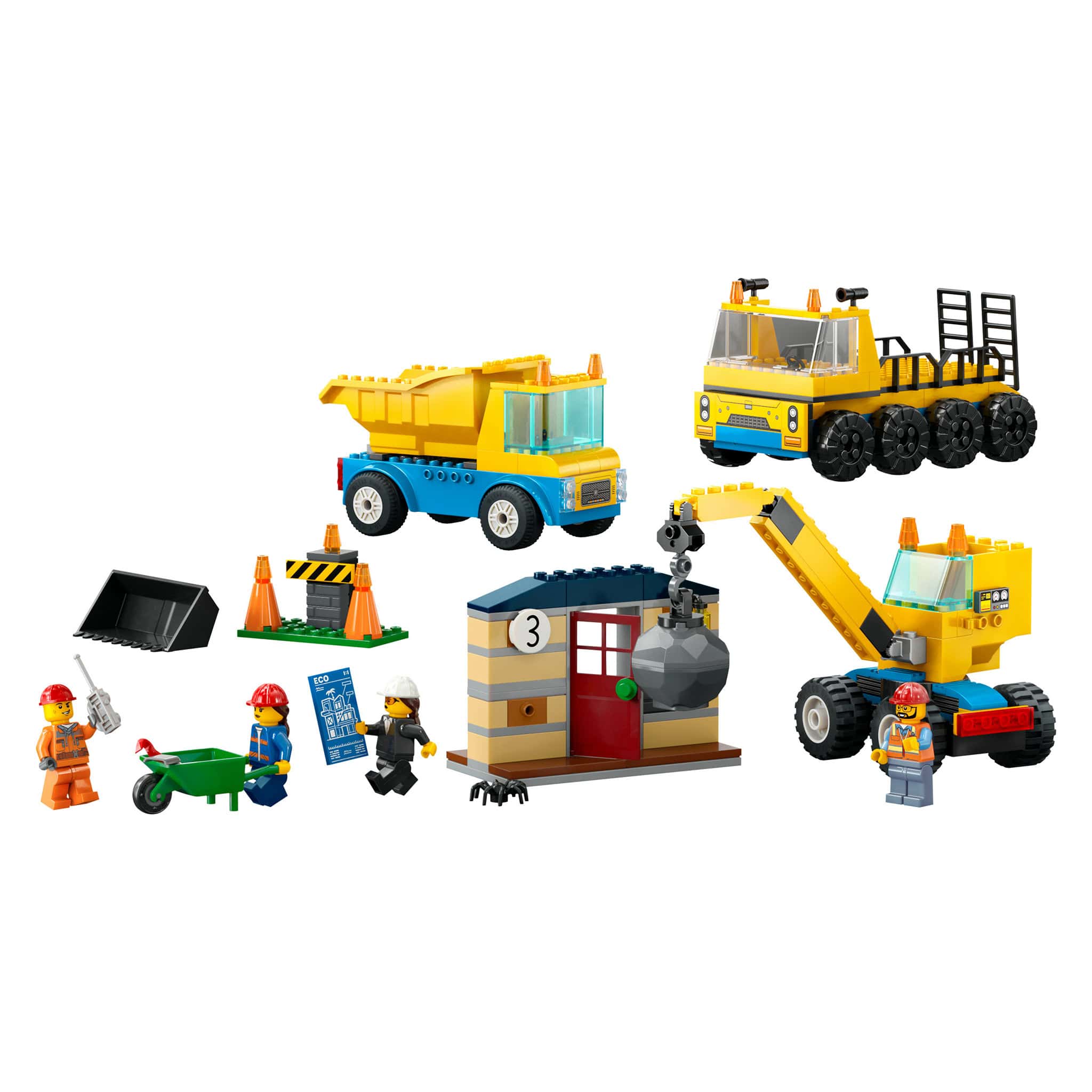 LEGO® City Construction Trucks & Wrecking Ball Crane, 235 Pieces - Image 2