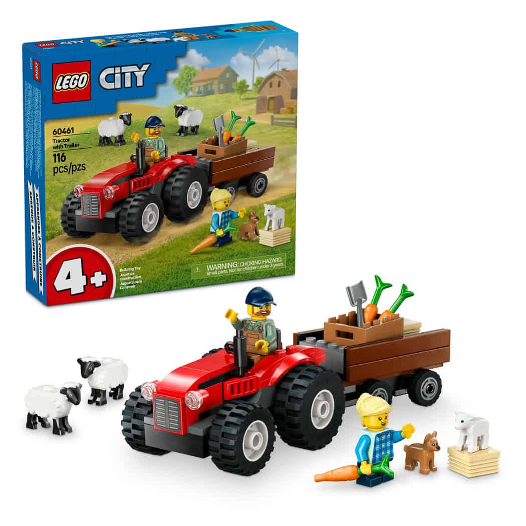 LEGO® City Red Farm Tractor with Trailer & Sheep, 116 Pieces