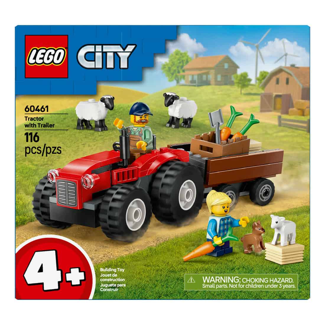 LEGO® City Red Farm Tractor with Trailer & Sheep, 116 Pieces - Image 3