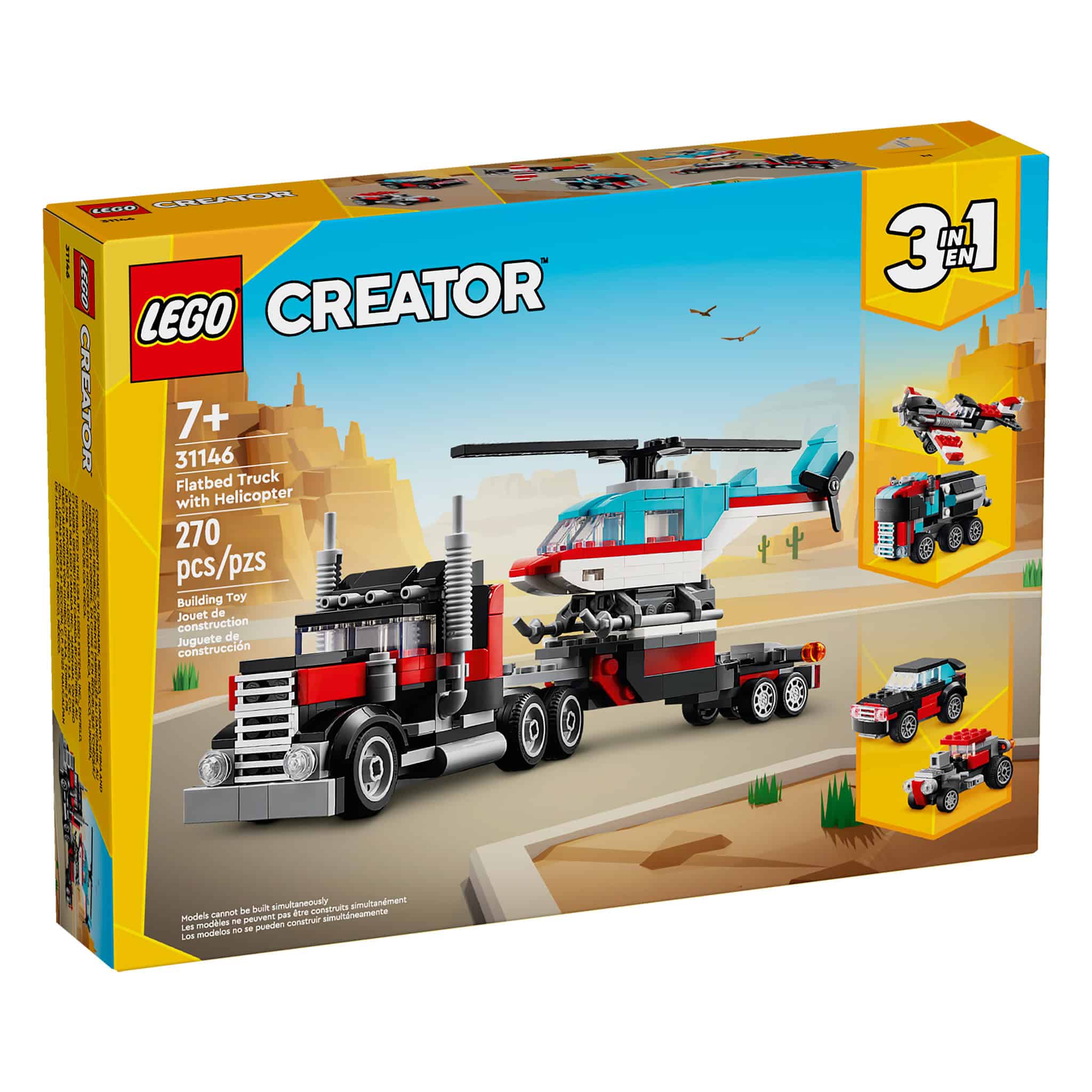 LEGO® Creator 3-in-1 Flatbed Truck with Helicopter, 270 Pieces - Image 3