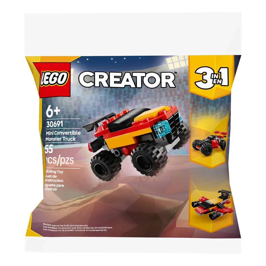 LEGO® Creator 3-in-1 Mini Convertible Monster Truck, 55 Pieces