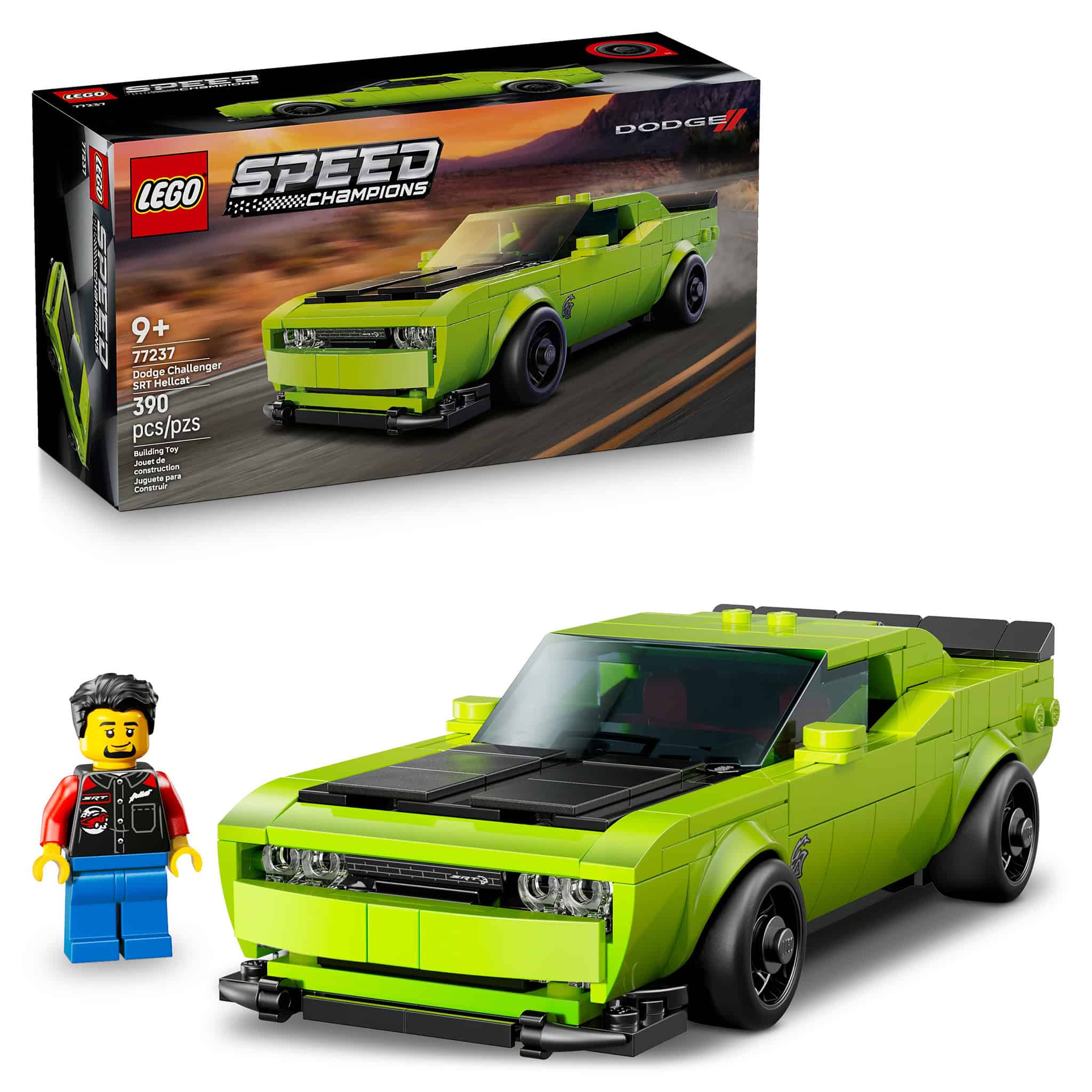 LEGO® Speed Champions Dodge Challenger SRT Hellcat Sports Car, 390 Pieces
