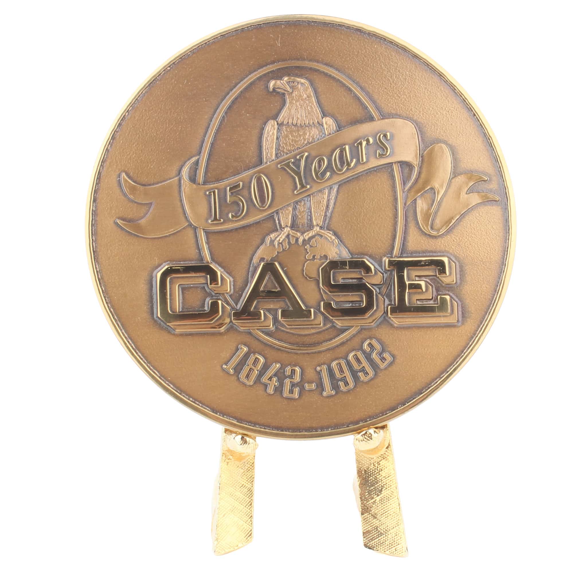Limited Edition 1842-1992 150 Year Anniversary Case Ole Abe Eagle Medallion with Stand