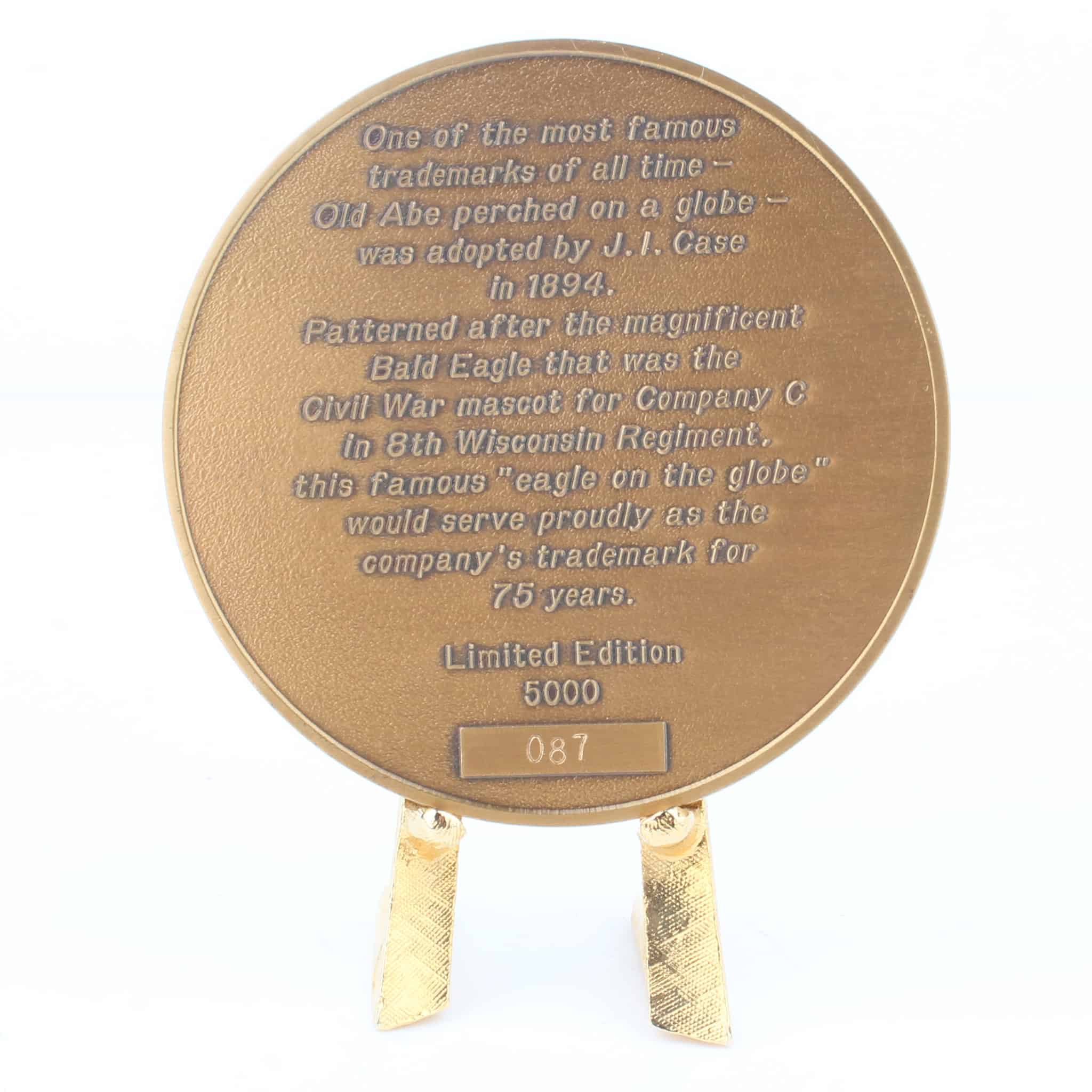 Limited Edition 1842-1992 150 Year Anniversary Case Ole Abe Eagle Medallion with Stand - Image 2