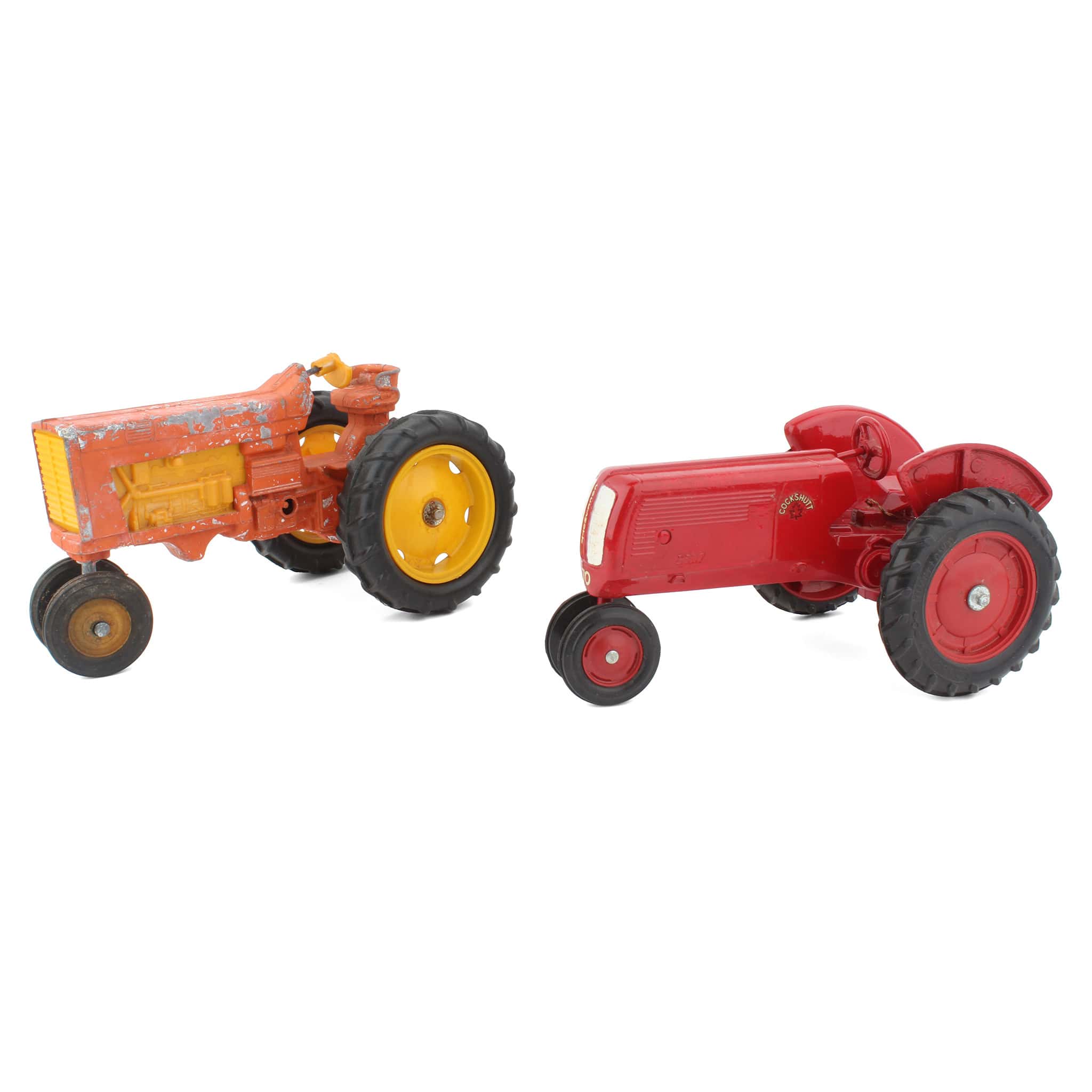Lot of (1) 1/16 Cockshutt tractor and (1) Orange and Yellow Tractor by Hubley