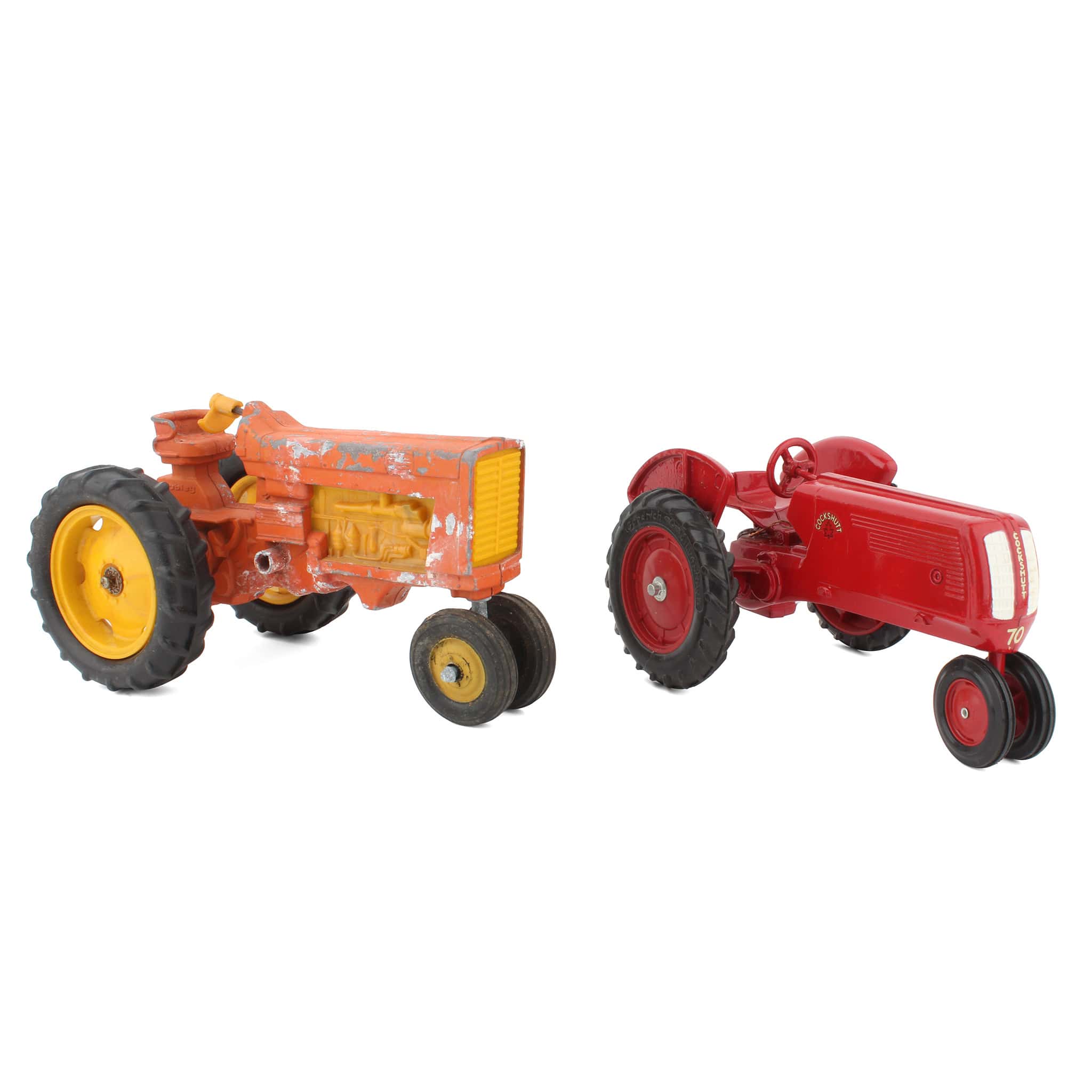 Lot of (1) 1/16 Cockshutt tractor and (1) Orange and Yellow Tractor by Hubley - Image 2